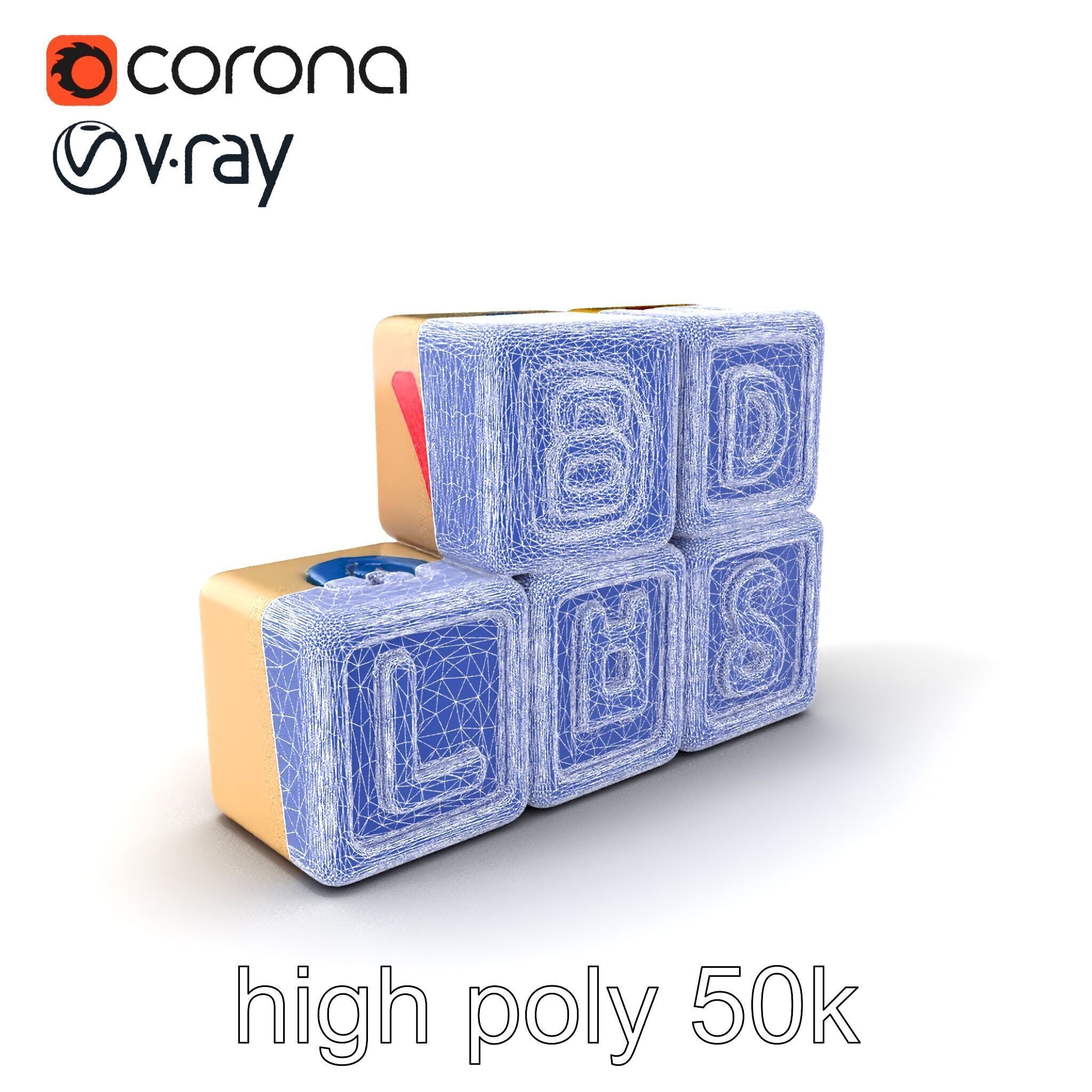 Alphabet Learning Blocks 3D Model Pack Low-poly 3D model_10