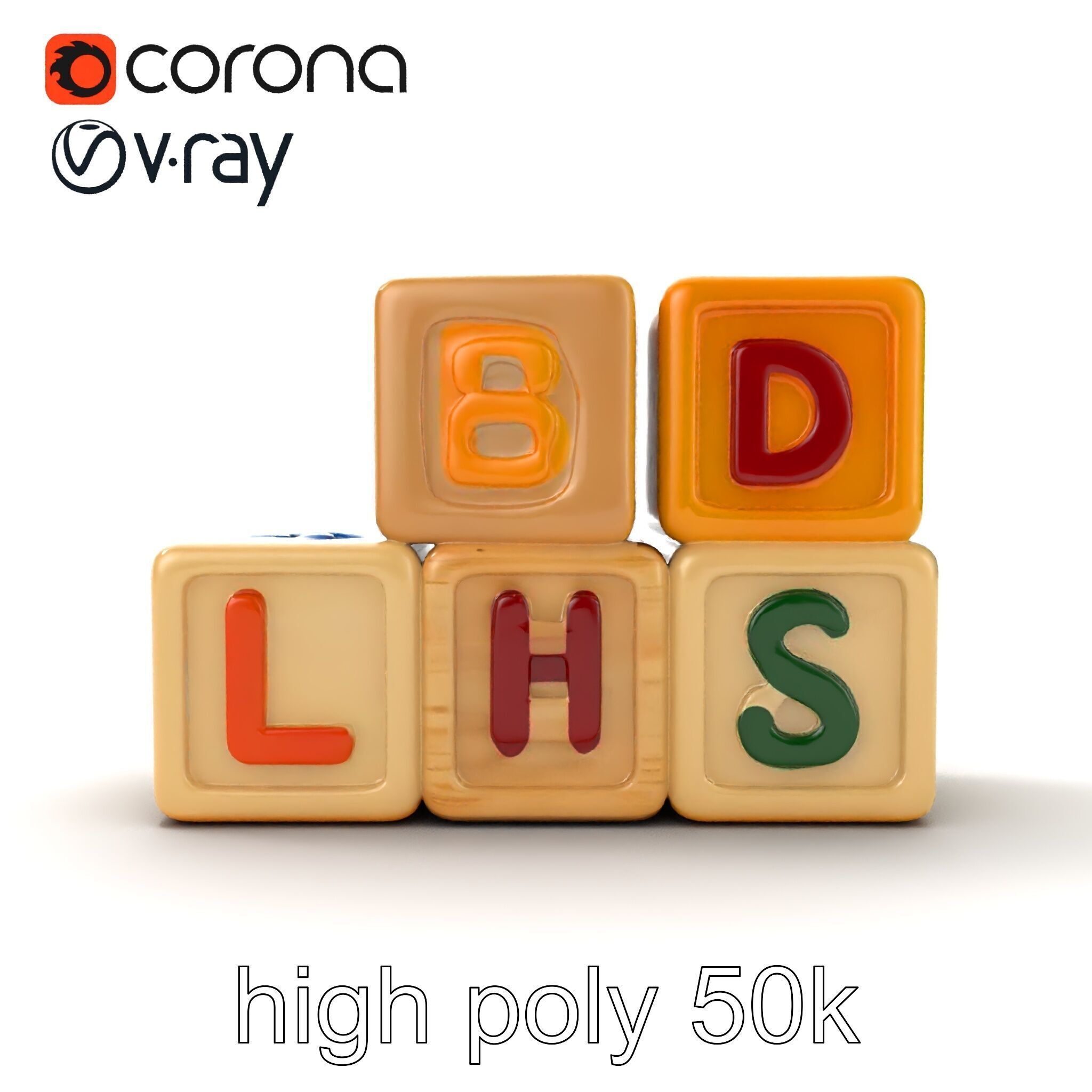 Alphabet Learning Blocks 3D Model Pack Low-poly 3D model_18