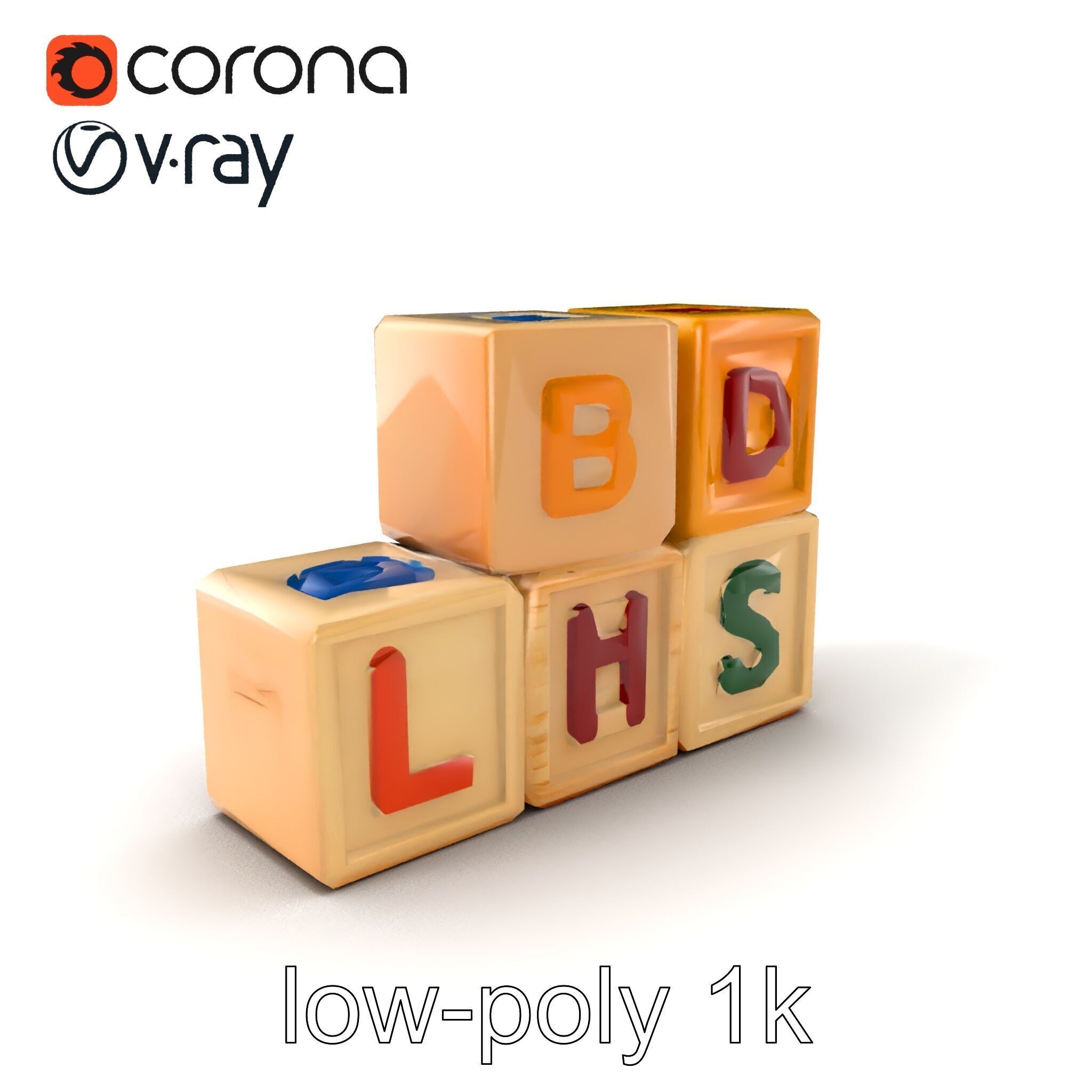 Alphabet Learning Blocks 3D Model Pack Low-poly 3D model_5