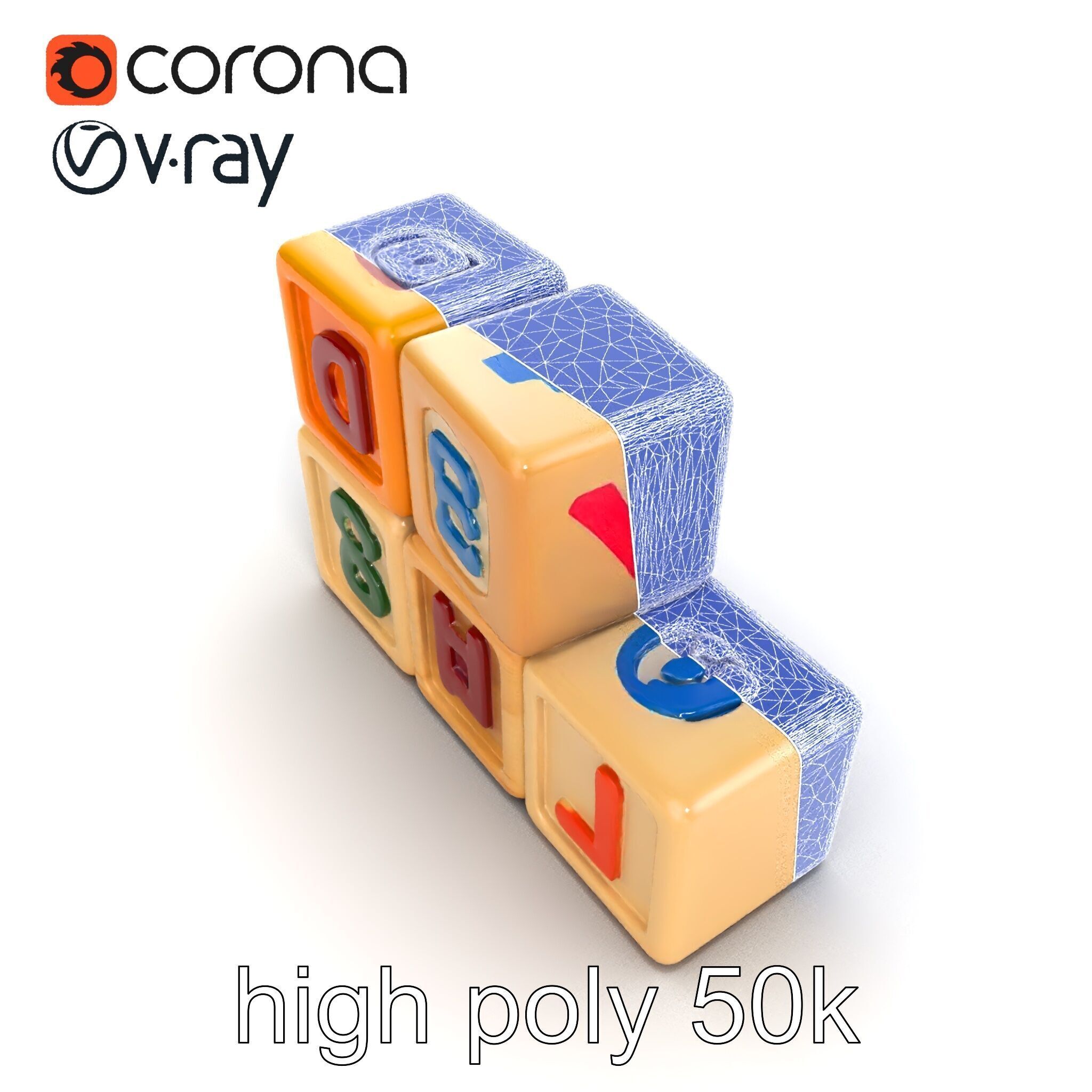 Alphabet Learning Blocks 3D Model Pack Low-poly 3D model_32