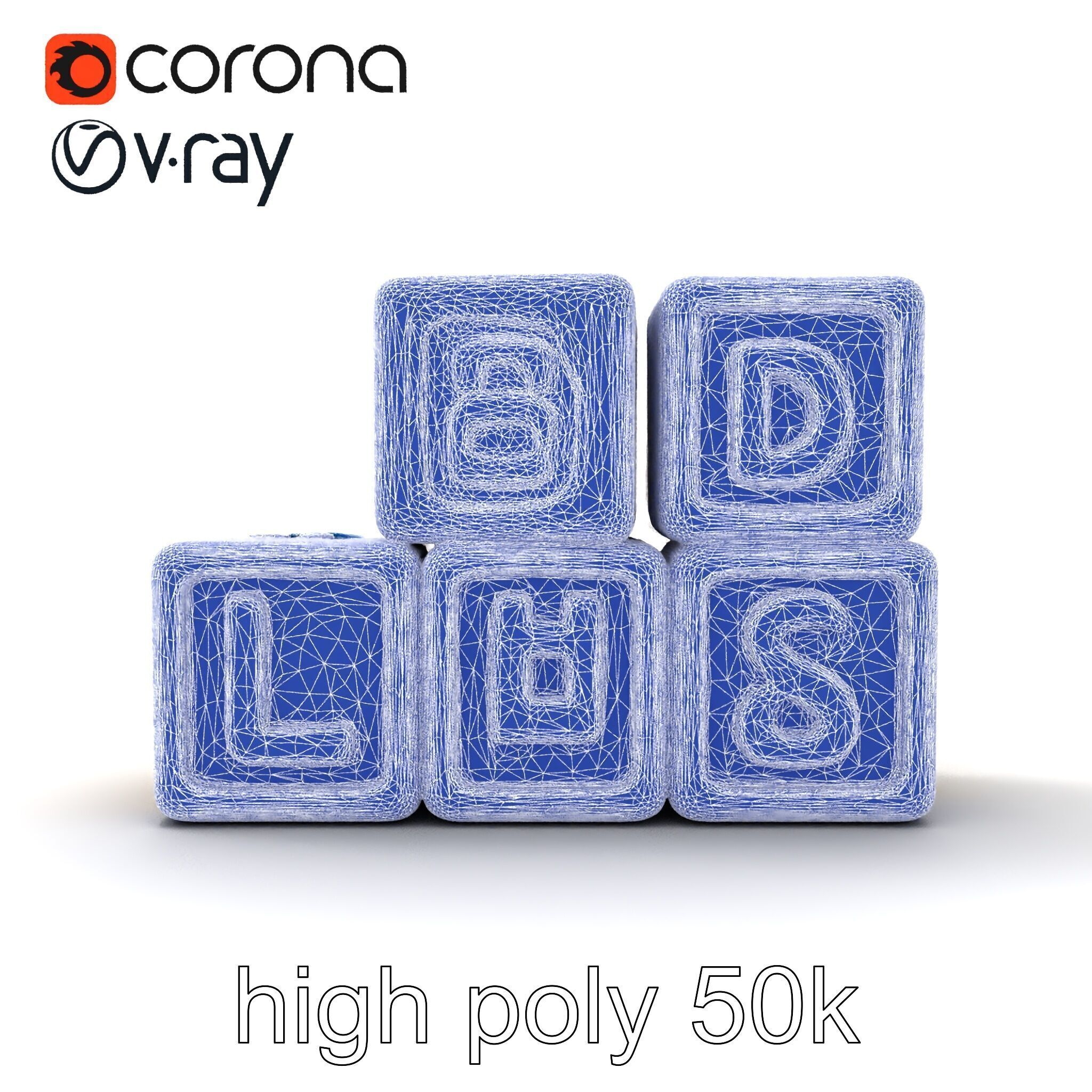 Alphabet Learning Blocks 3D Model Pack Low-poly 3D model_24