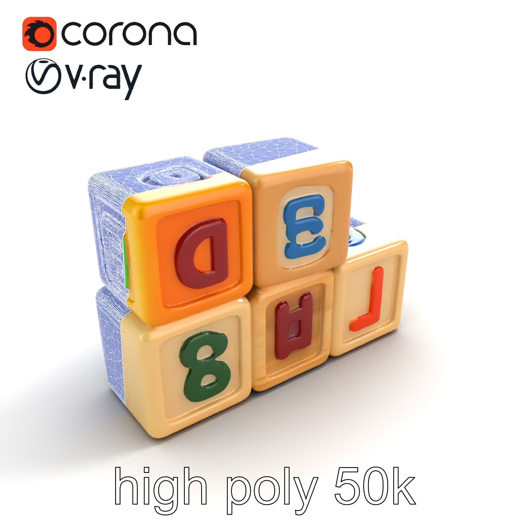 Alphabet Learning Blocks 3D Model Pack Low-poly 3D model_27