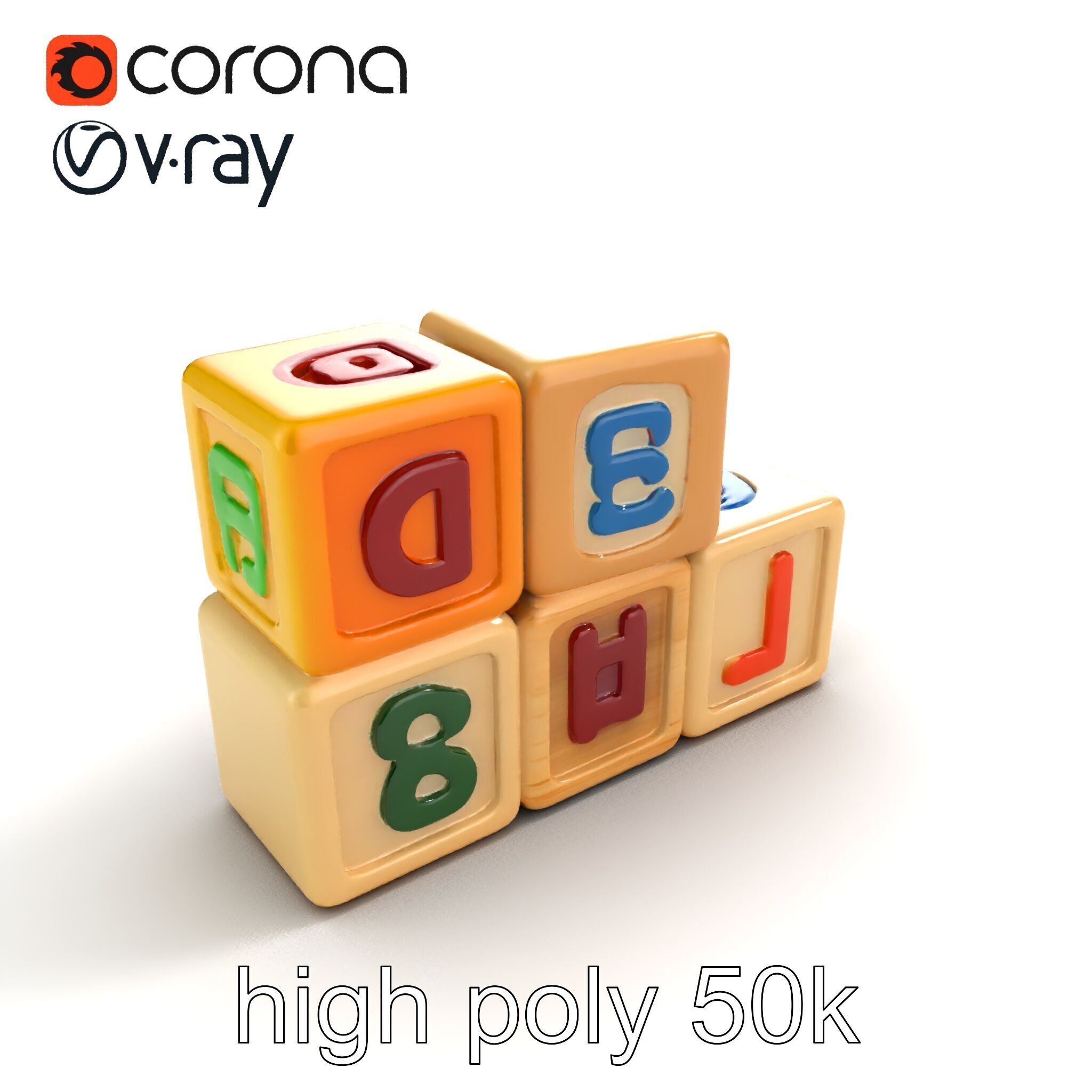 Alphabet Learning Blocks 3D Model Pack Low-poly 3D model_25