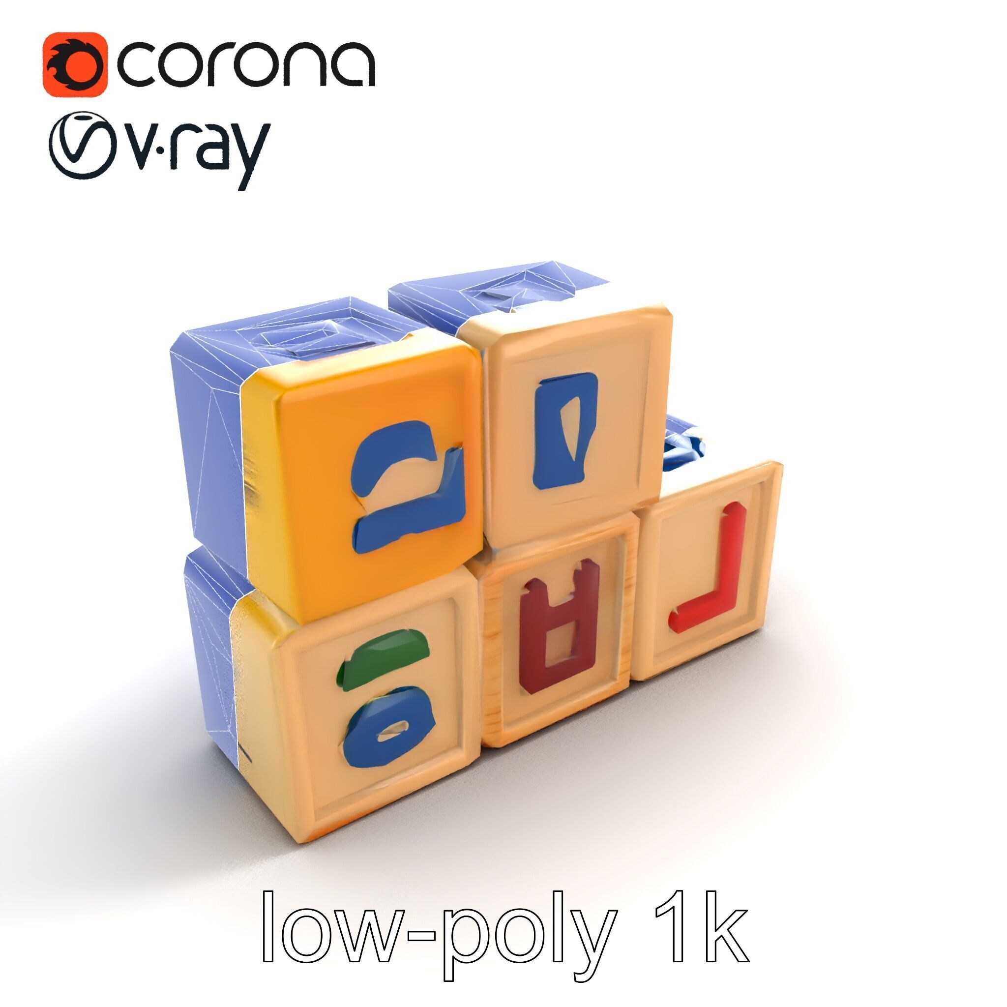 Alphabet Learning Blocks 3D Model Pack Low-poly 3D model_22