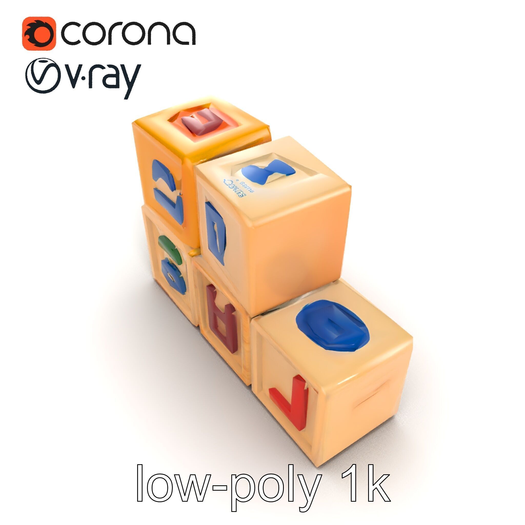 Alphabet Learning Blocks 3D Model Pack Low-poly 3D model_15