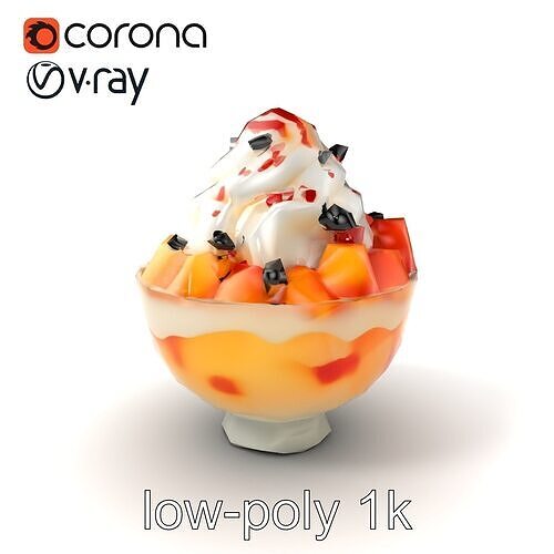 Korean Bingsu Dessert Photorealistic Model Pack Low-poly 3D model 5