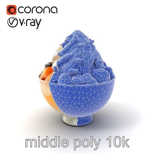 Korean Bingsu Dessert Photorealistic Model Pack Low-poly 3D model 6