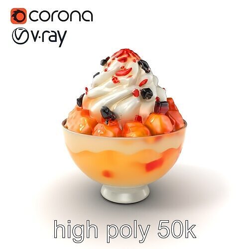 Korean Bingsu Dessert Photorealistic Model Pack Low-poly 3D model 2