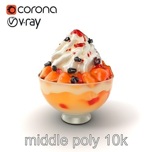 Korean Bingsu Dessert Photorealistic Model Pack Low-poly 3D model