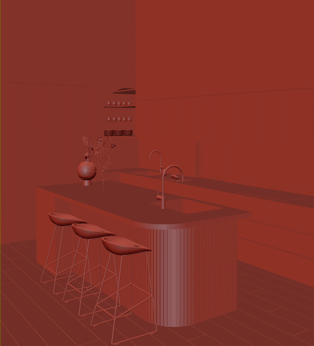 Modern Kitchen 3D model_2