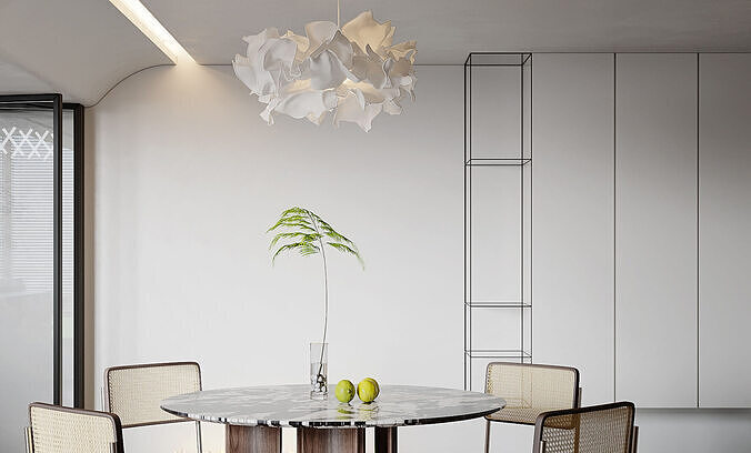Modern dining room and kitchen 3D model 3