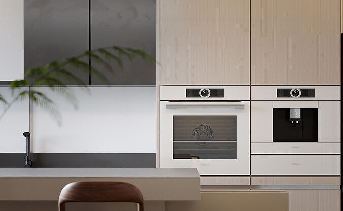 Modern dining room and kitchen 3D model 4