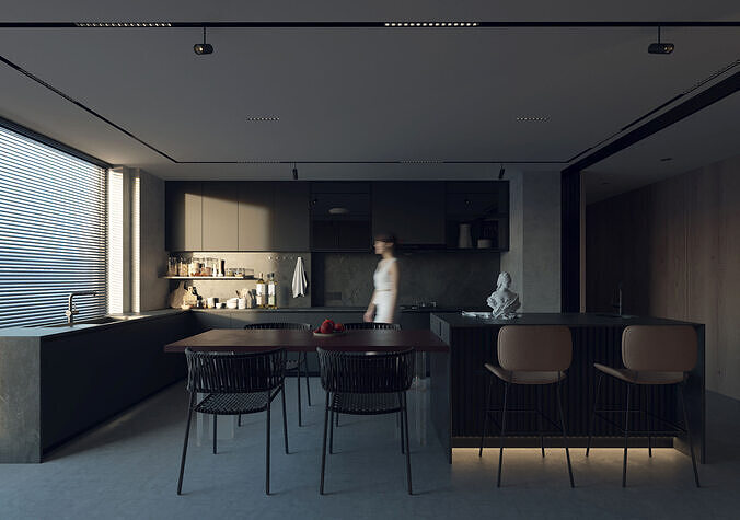 Dark kitchen 3D model