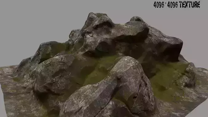 Rock mountain with grass and rocks