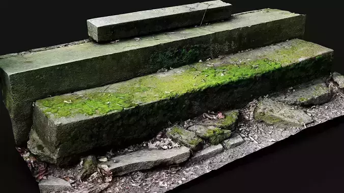 mossy steps abandoned castle ruins photogrammetry