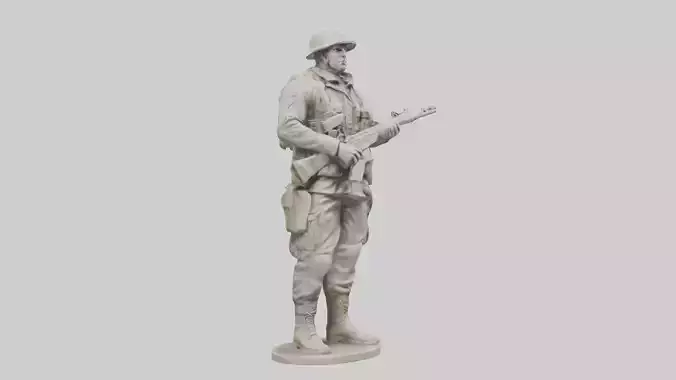 Resilient Soldier Statue model Low-poly 3D model