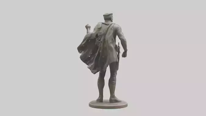 Resilient War Hero Statue model Low-poly 3D model