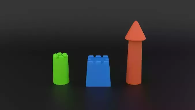 Stylized Sandcastle Tower Set 3D Model