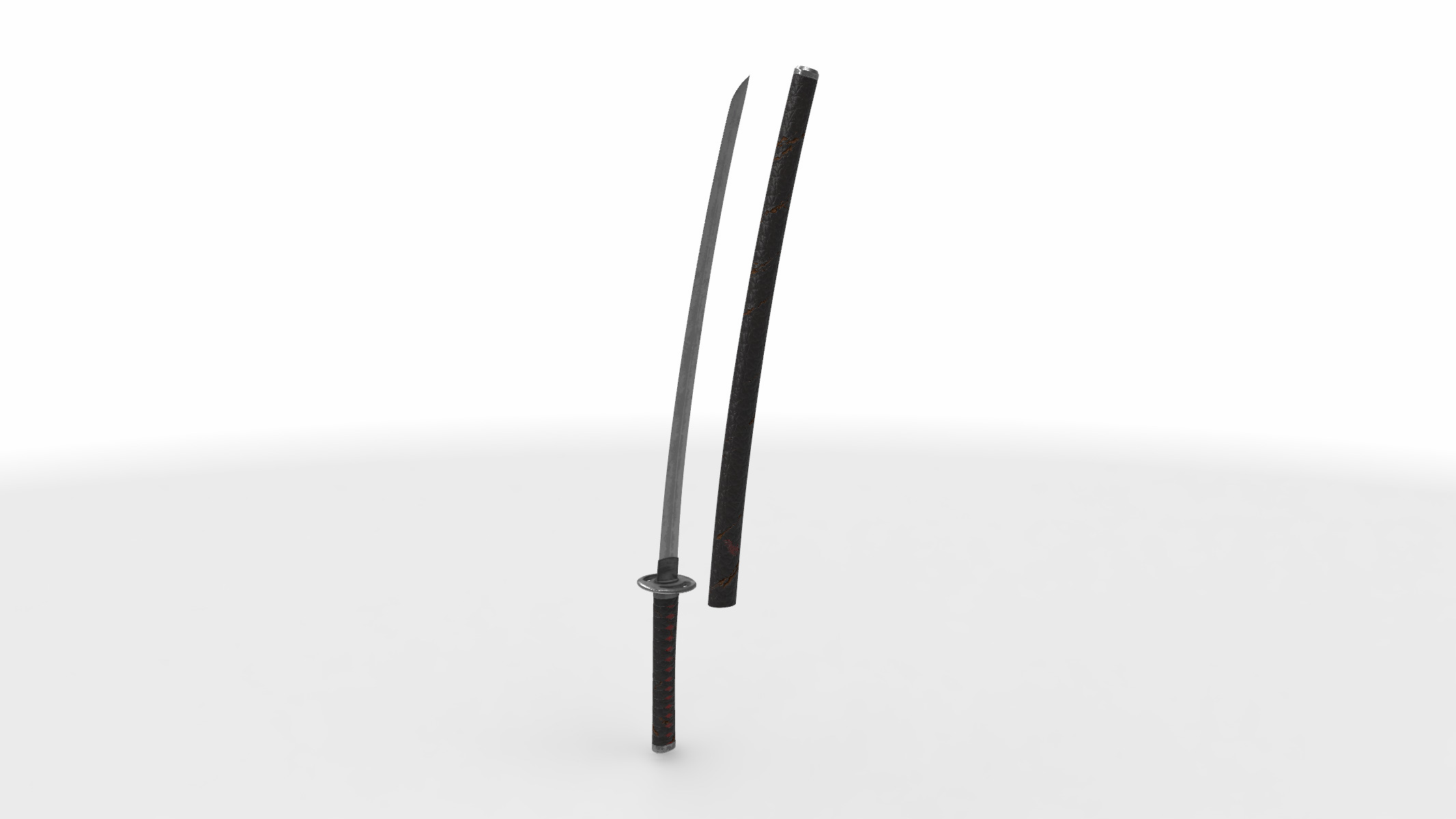 wakizashi japanese long sword  3D model_2