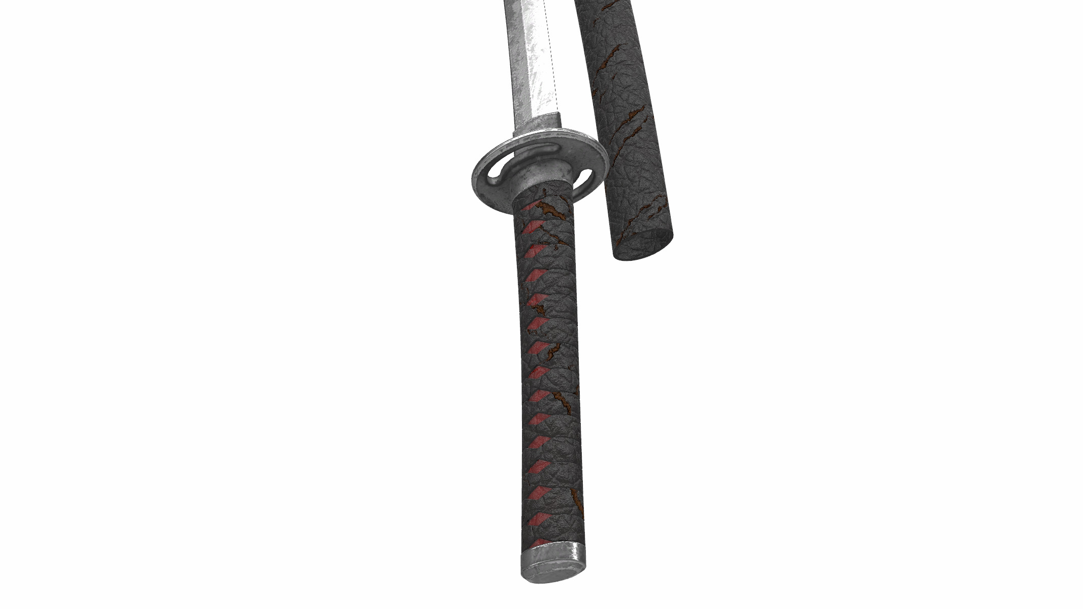 wakizashi japanese long sword  3D model_4