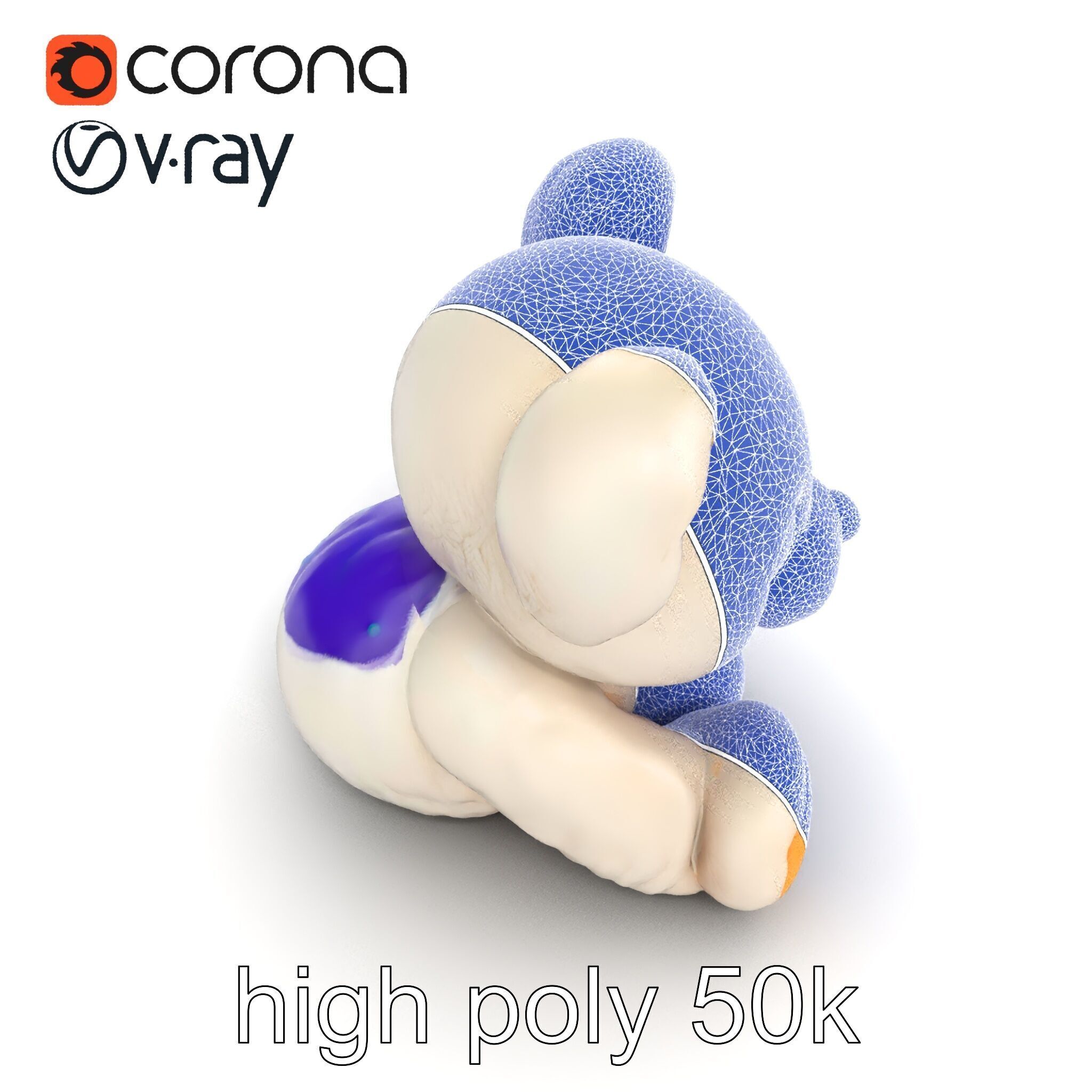 Huggable Plush Toy with Friendly Smile Model Pack Low-poly 3D model_15