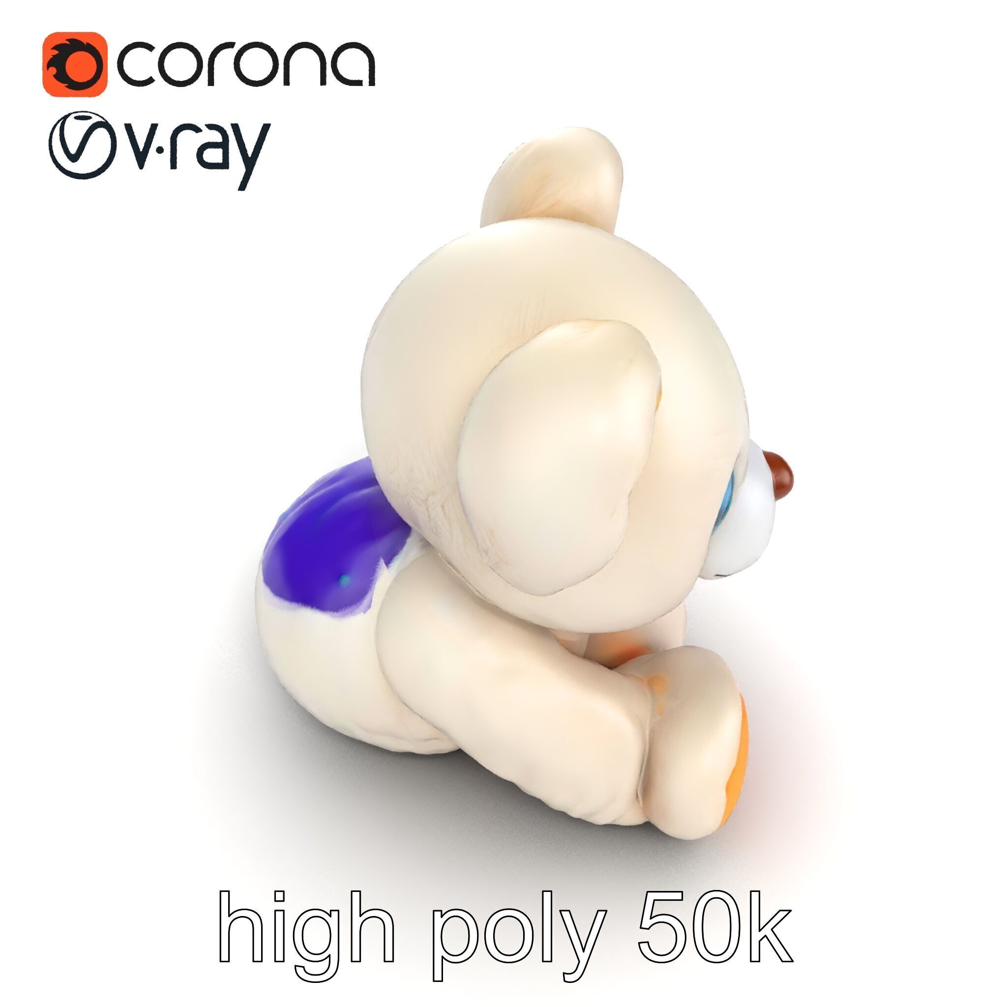 Huggable Plush Toy with Friendly Smile Model Pack Low-poly 3D model_20