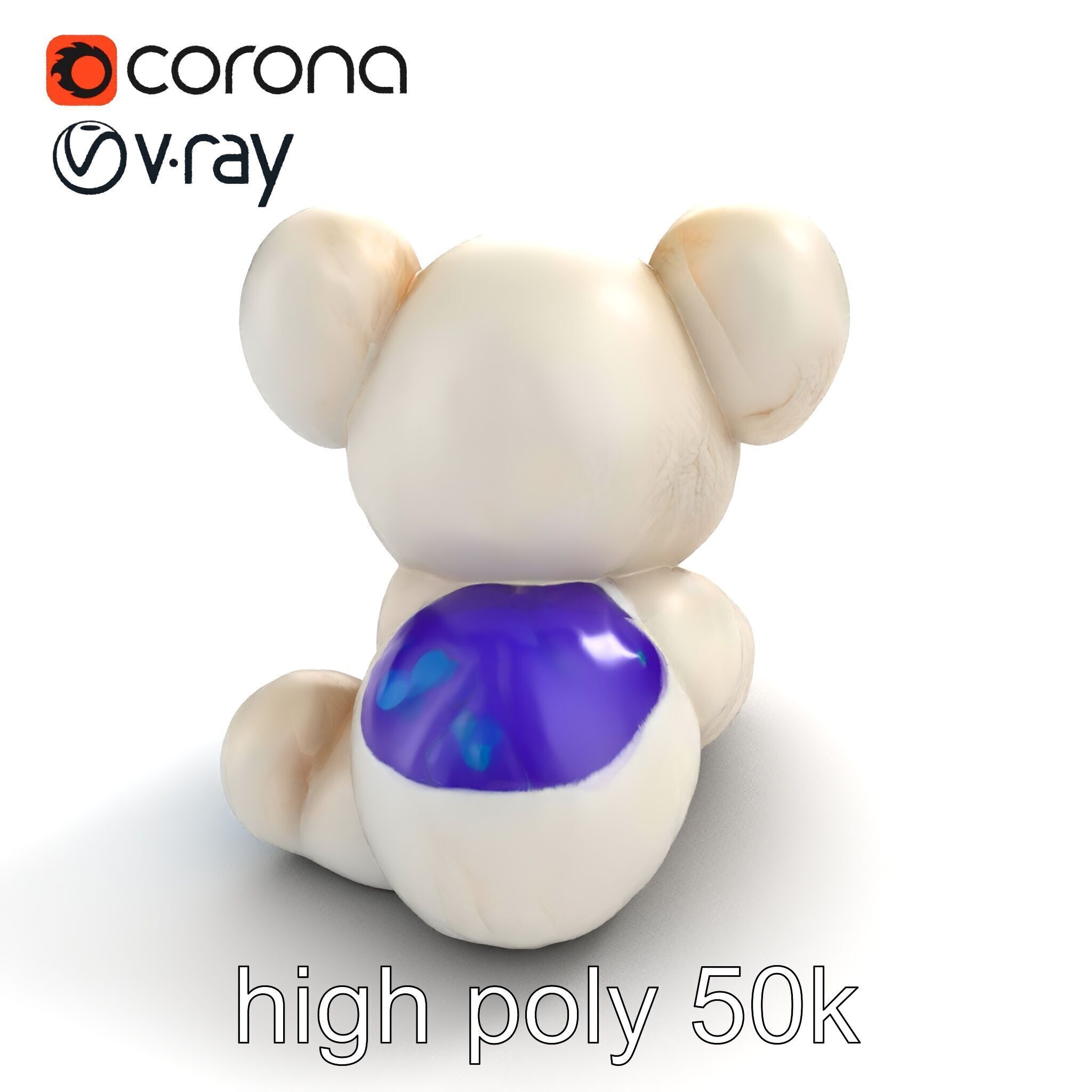 Huggable Plush Toy with Friendly Smile Model Pack Low-poly 3D model_9