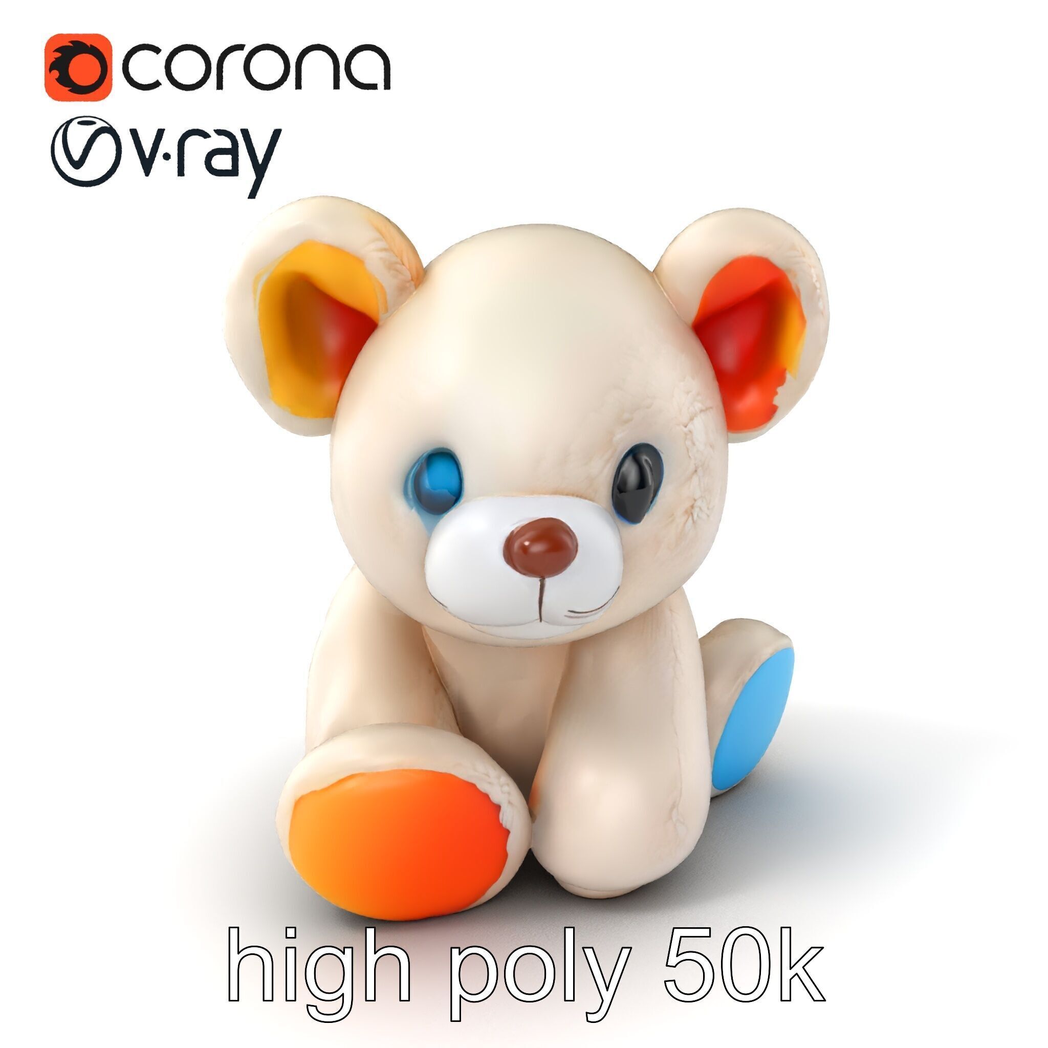 Huggable Plush Toy with Friendly Smile Model Pack Low-poly 3D model_2