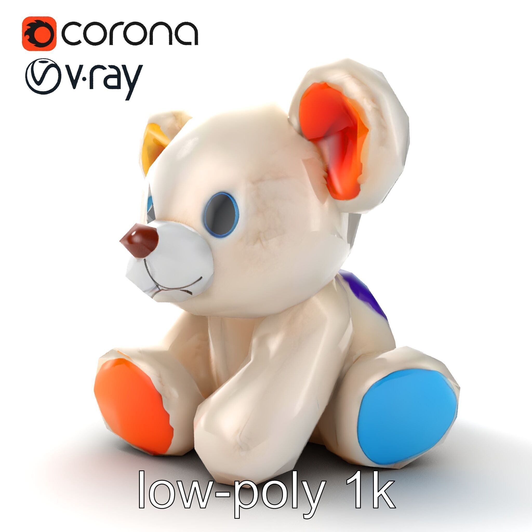 Huggable Plush Toy with Friendly Smile Model Pack Low-poly 3D model_18