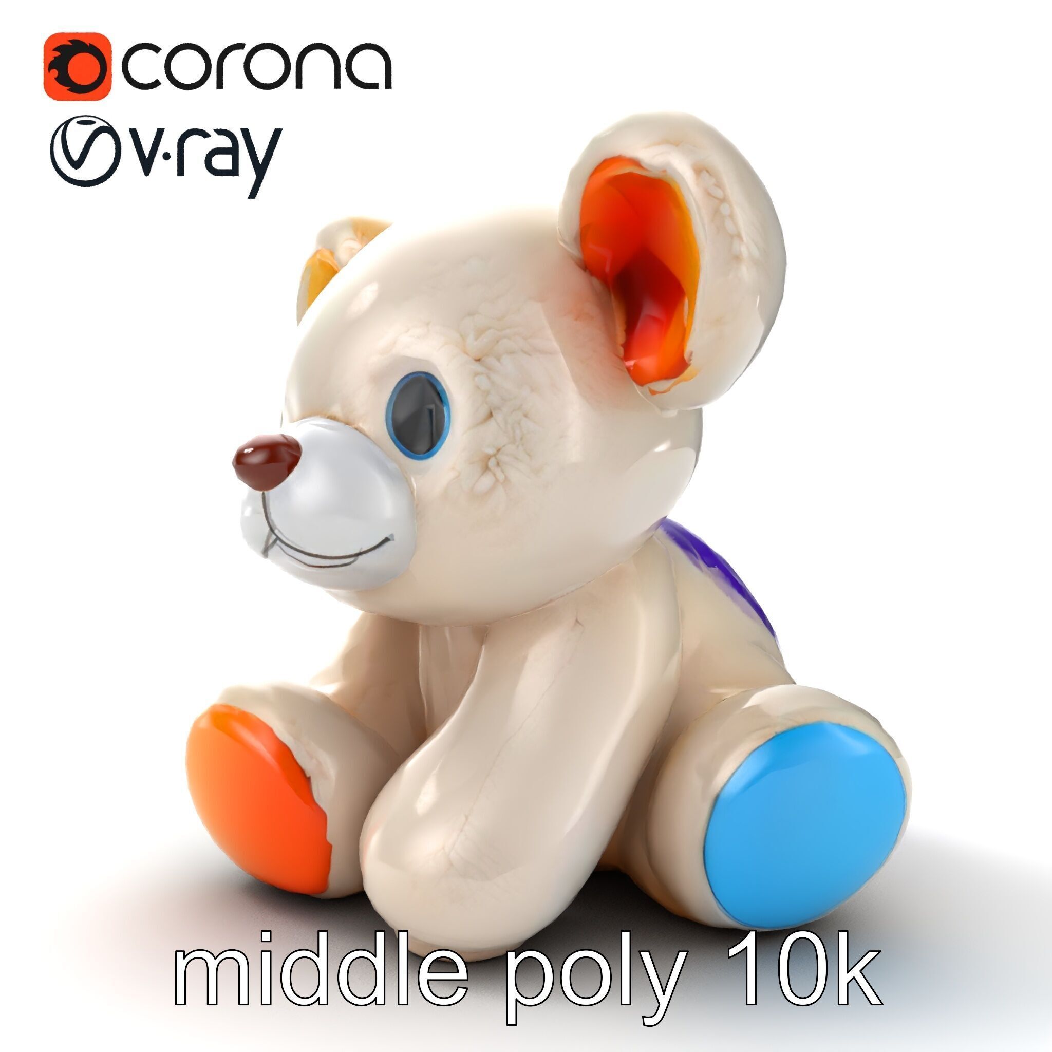 Huggable Plush Toy with Friendly Smile Model Pack Low-poly 3D model_13