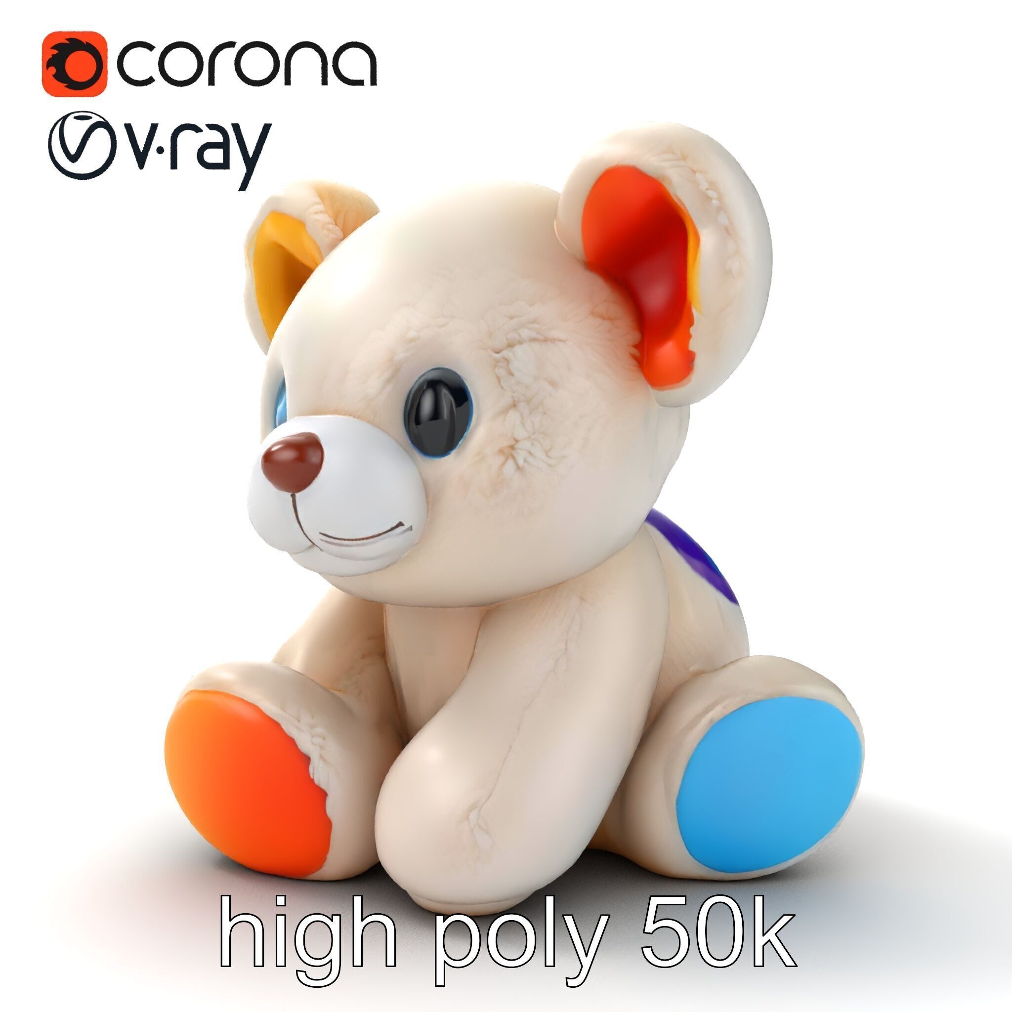 Huggable Plush Toy with Friendly Smile Model Pack Low-poly 3D model_16
