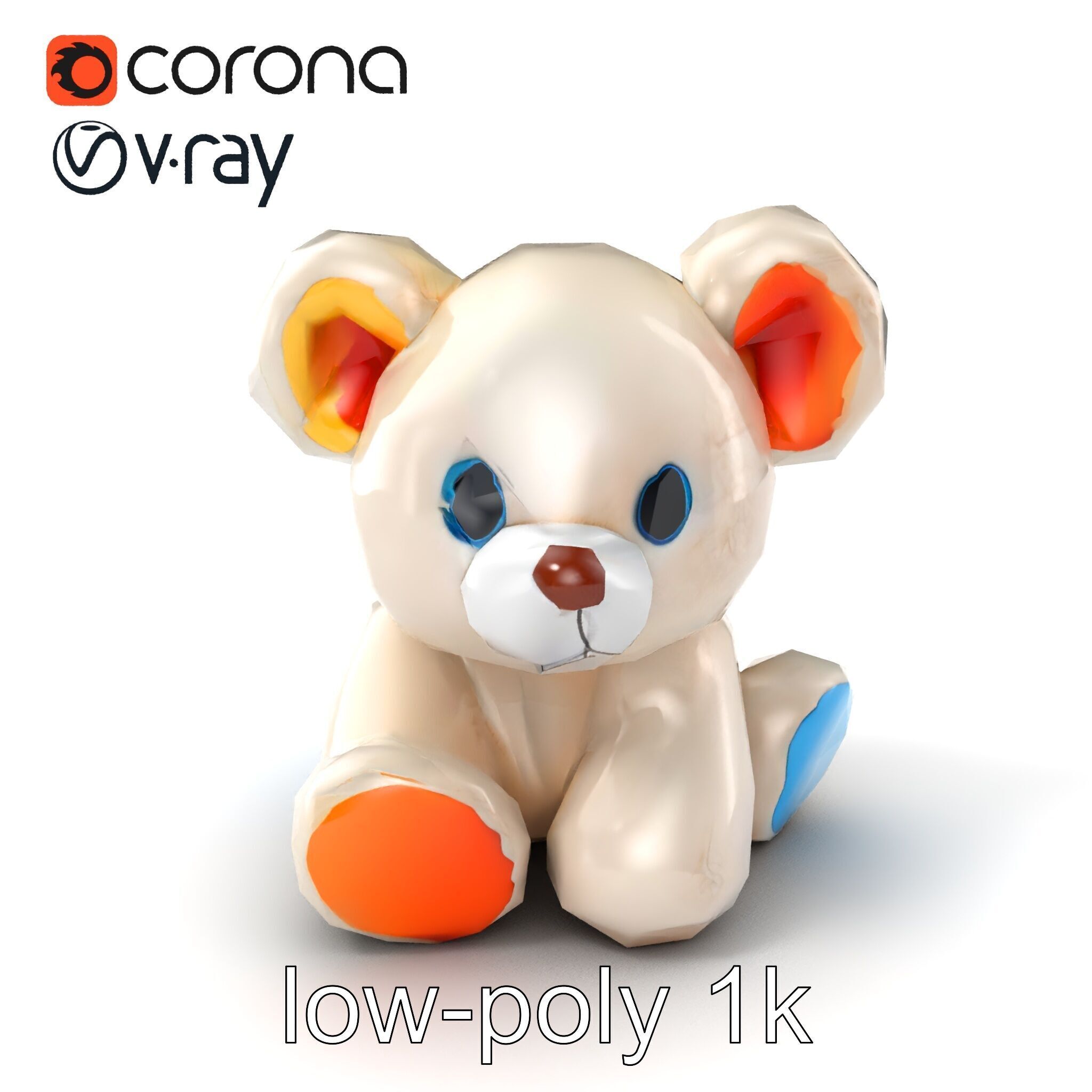 Huggable Plush Toy with Friendly Smile Model Pack Low-poly 3D model_4