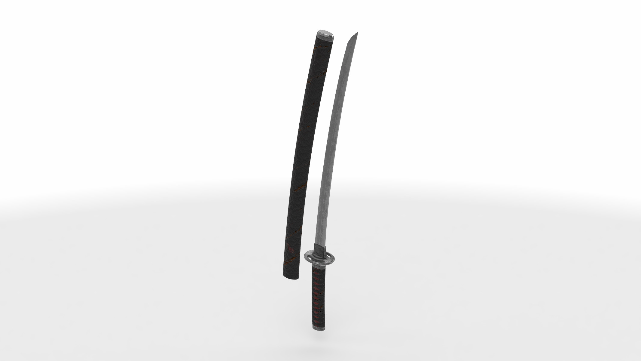 wakizashi japanese short sword 3D model_1