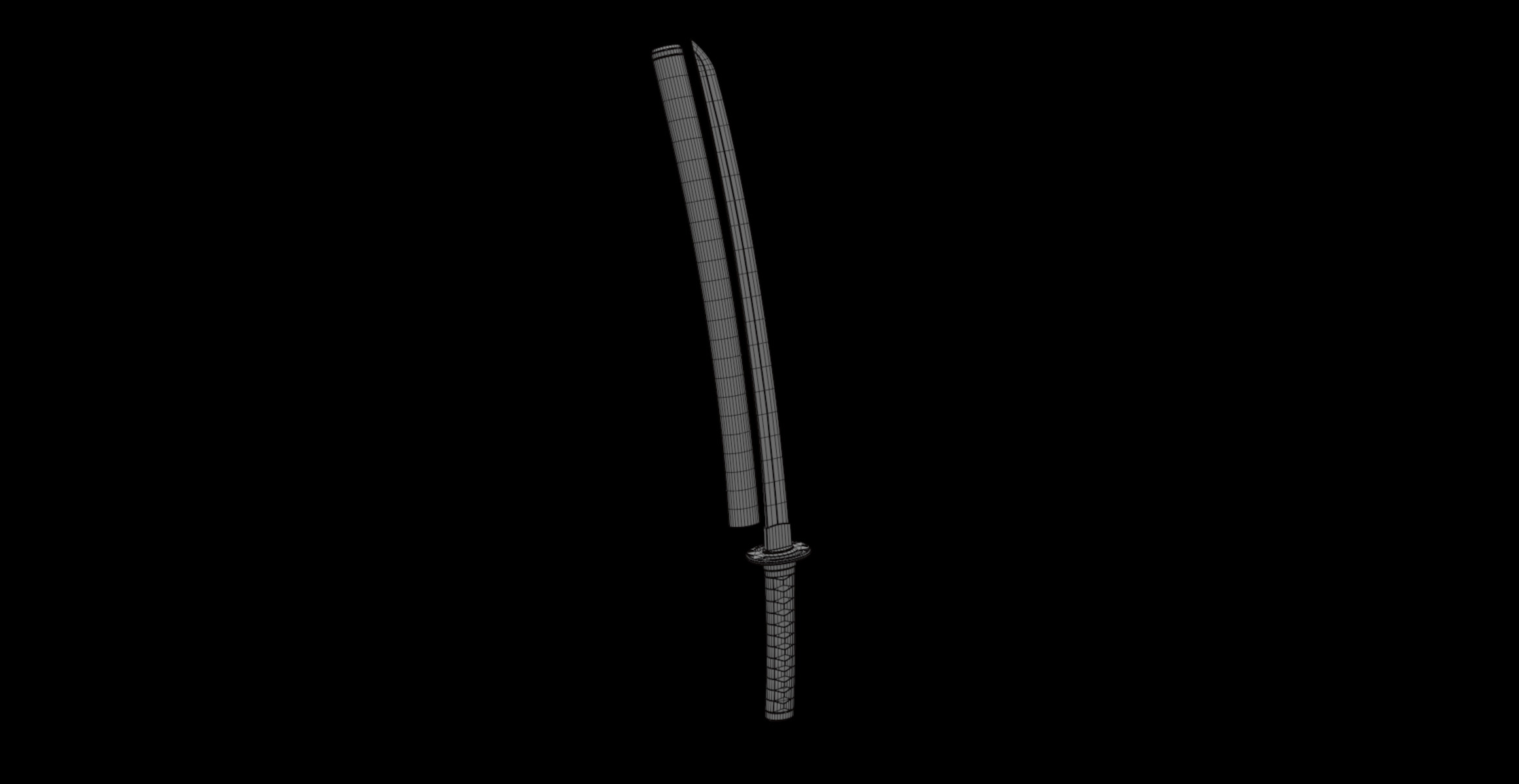 wakizashi japanese short sword 3D model_5