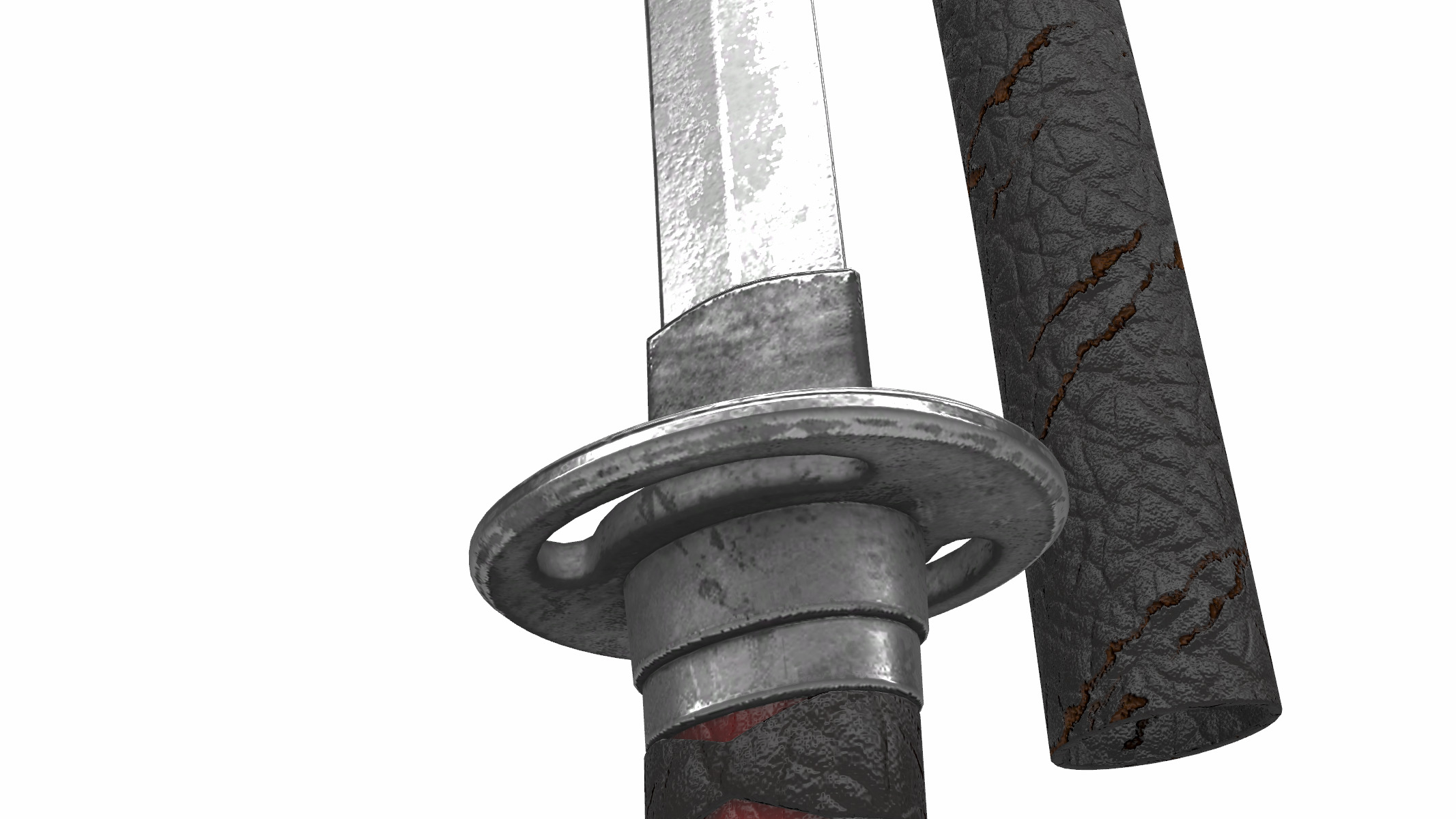 wakizashi japanese short sword 3D model_4