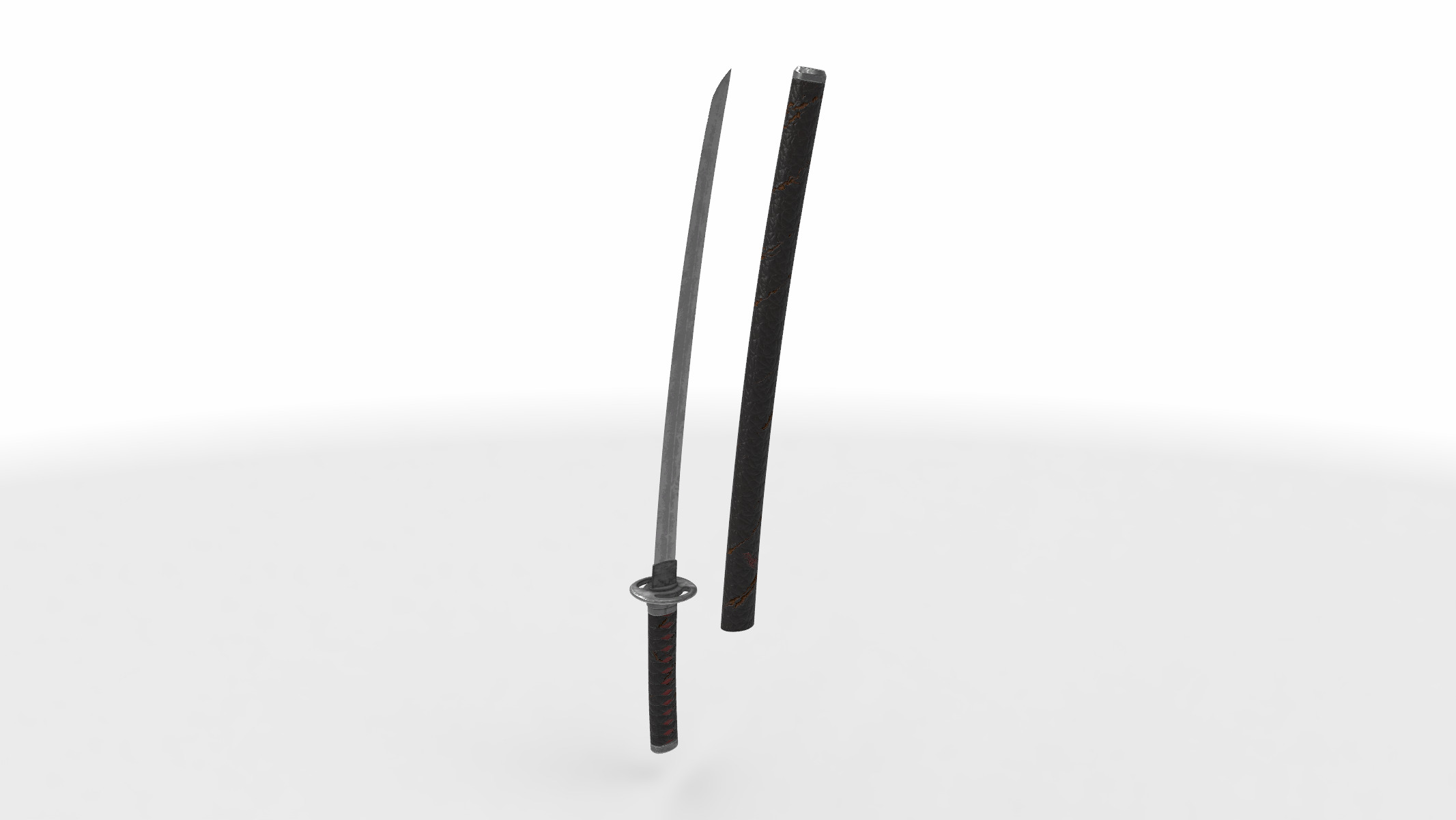 wakizashi japanese short sword 3D model_2