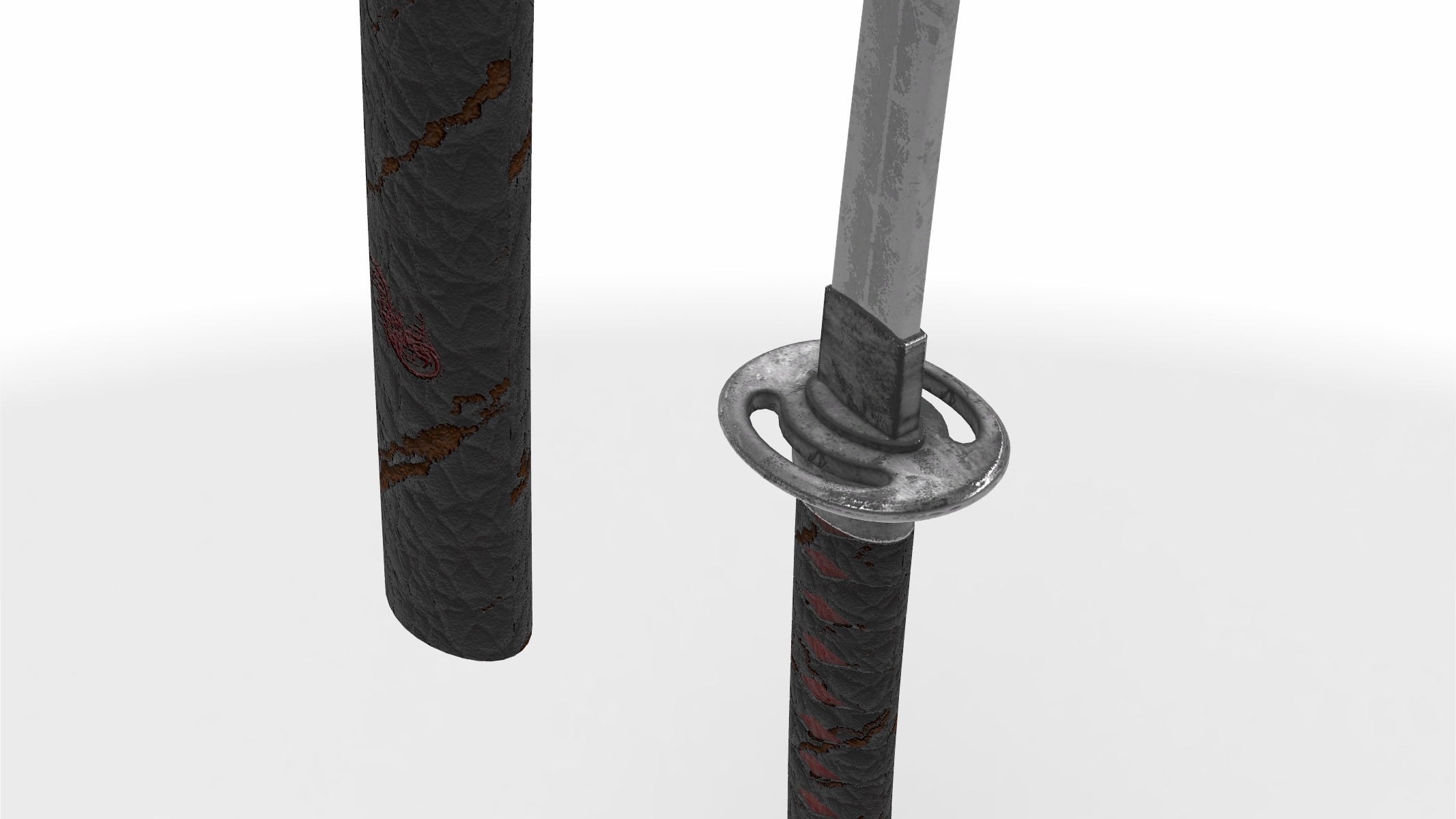 wakizashi japanese short sword 3D model_3