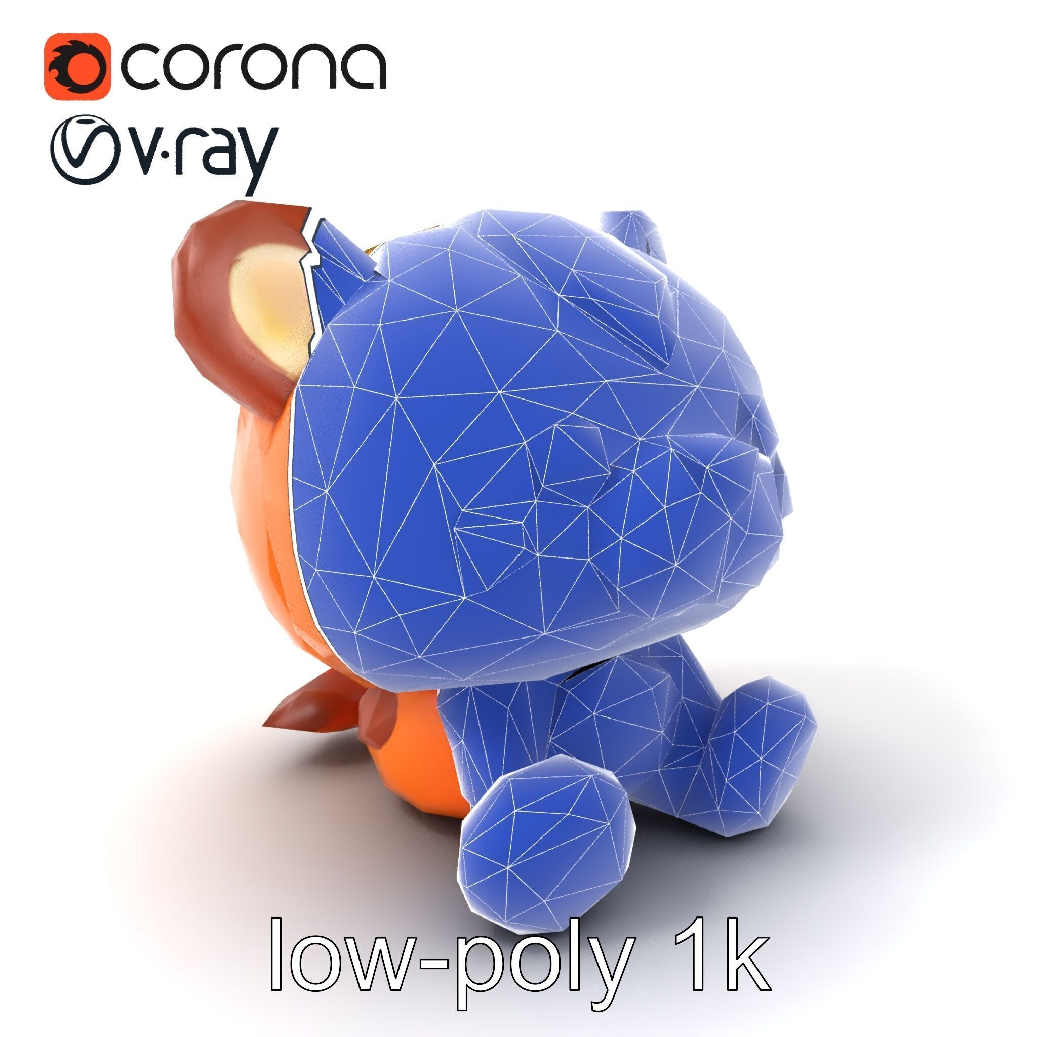 Cheerful Plush Toy Cuddly Model Pack Low-poly 3D model_7