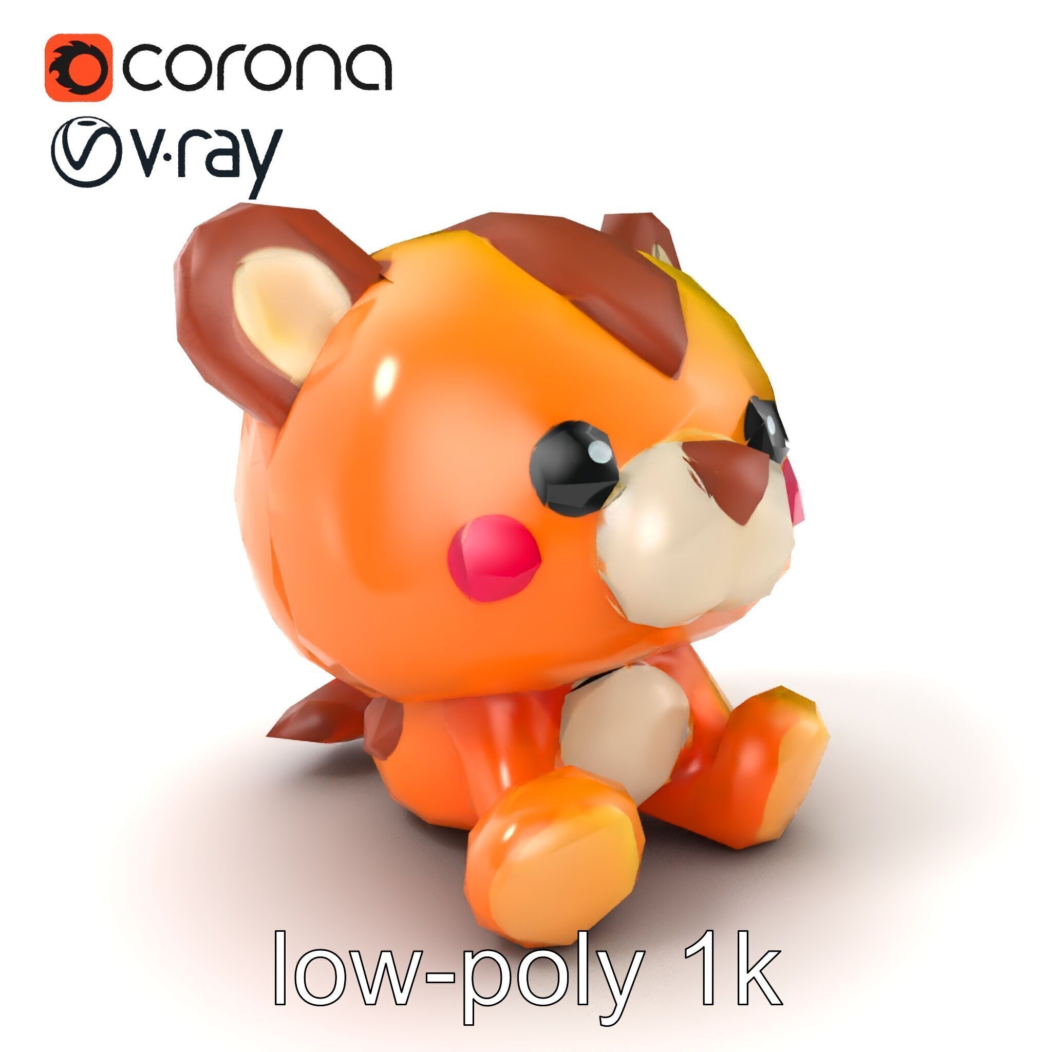 Cheerful Plush Toy Cuddly Model Pack Low-poly 3D model_5