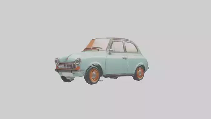 Retro Compact Car model Low-poly 3D model
