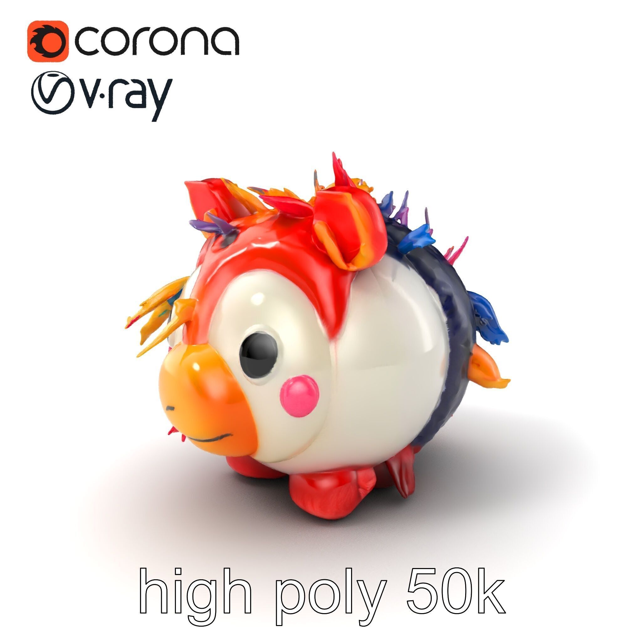 Vibrant Plush Toy Creature model pack Low-poly 3D model_2
