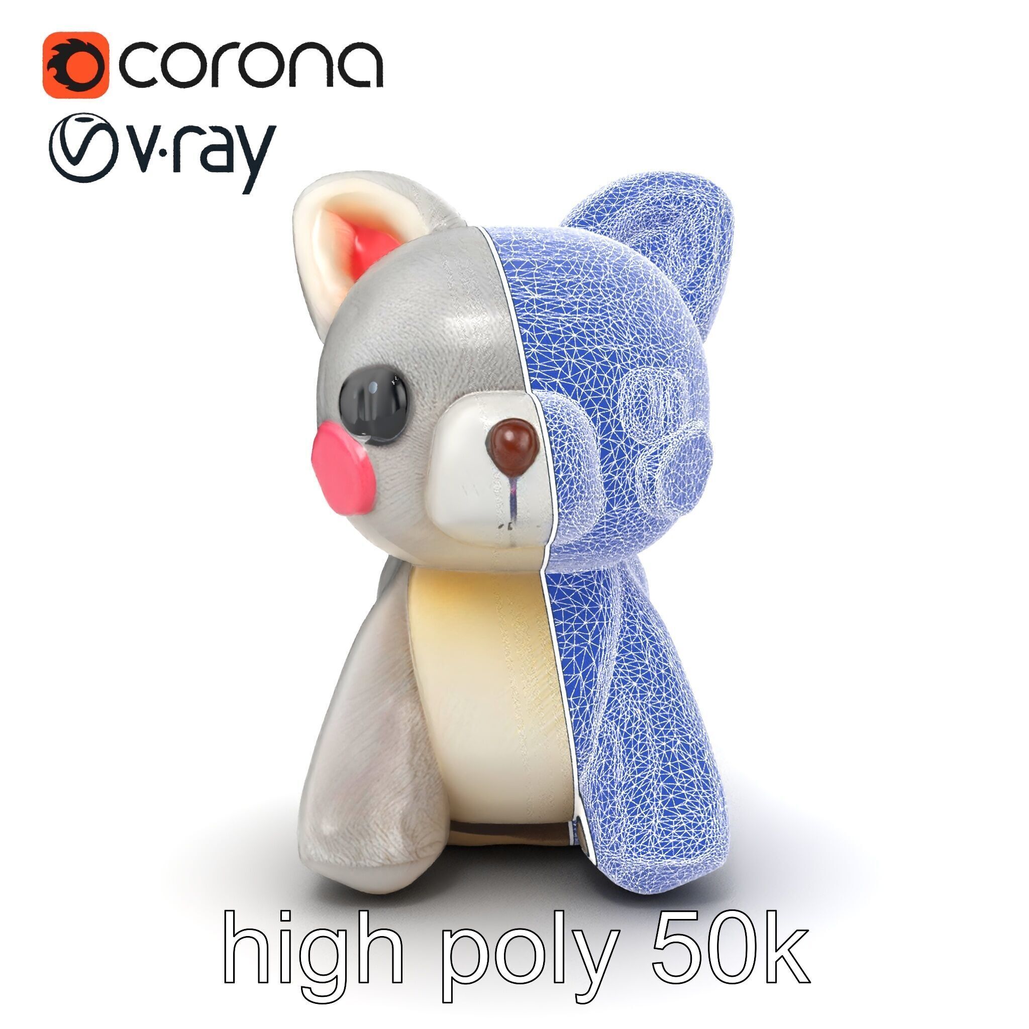 Charming Plush Toy Bunny Model Pack Low-poly 3D model_30