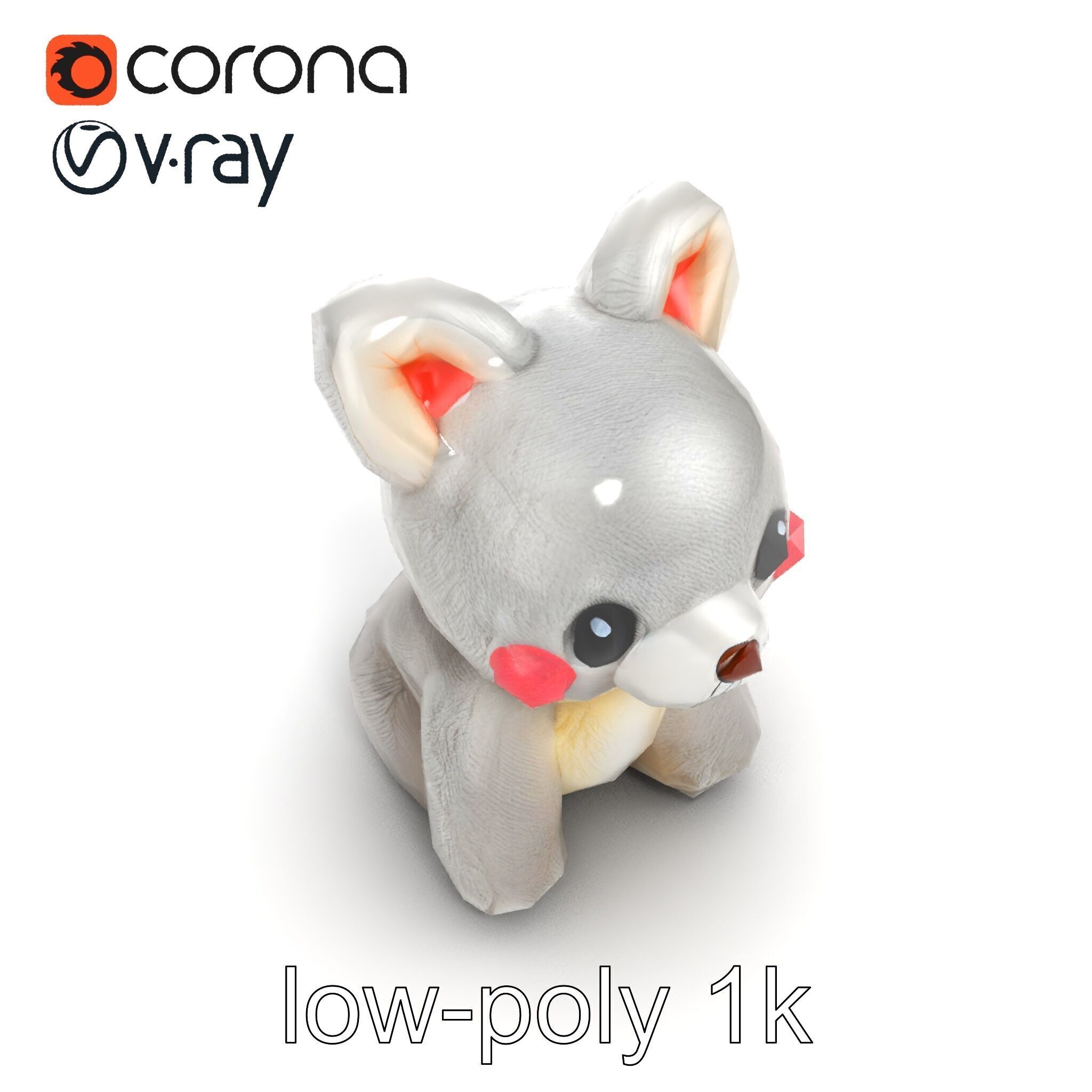 Charming Plush Toy Bunny Model Pack Low-poly 3D model_14
