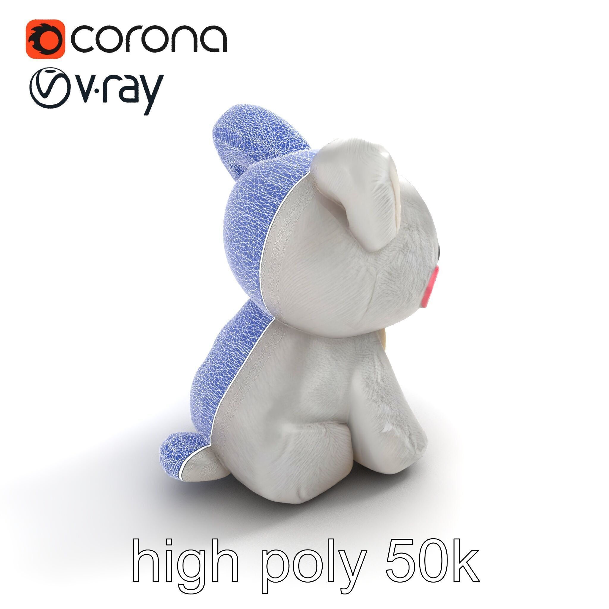 Charming Plush Toy Bunny Model Pack Low-poly 3D model_22