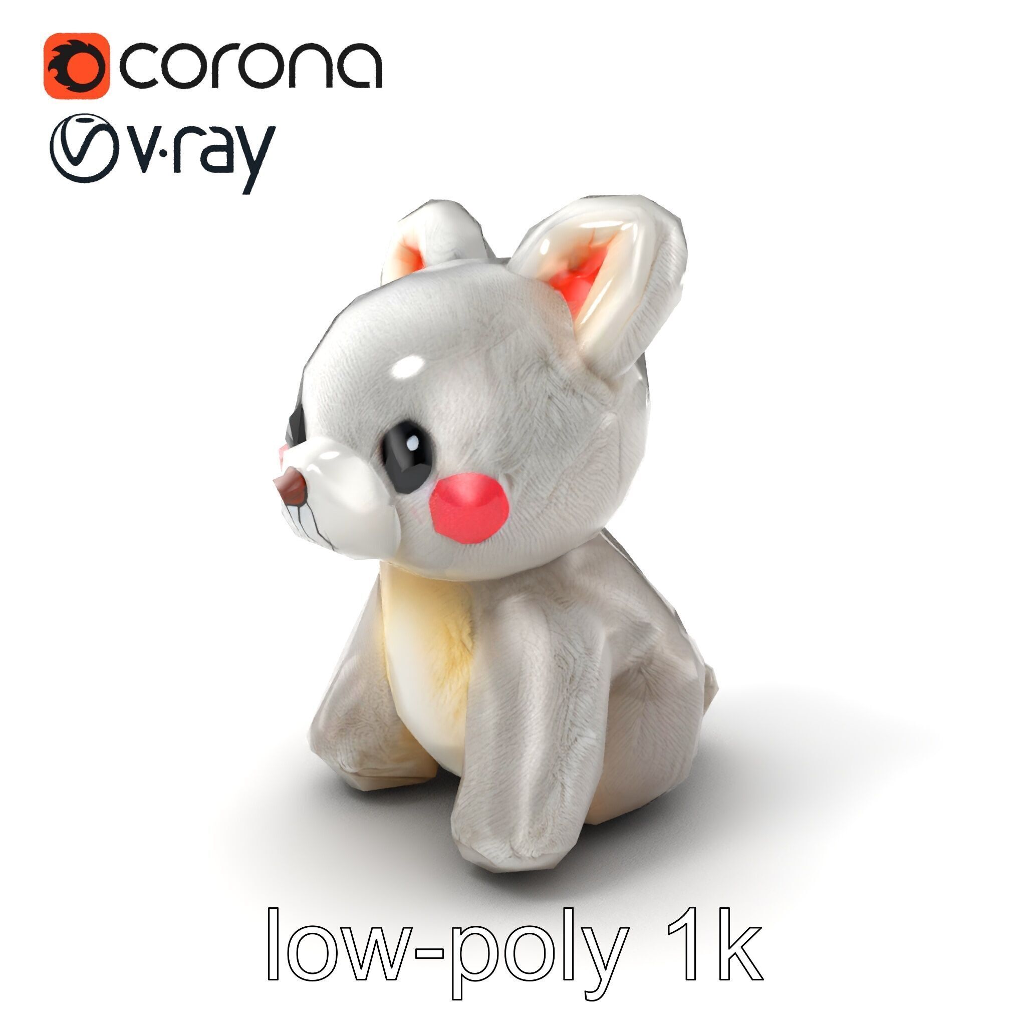 Charming Plush Toy Bunny Model Pack Low-poly 3D model_5