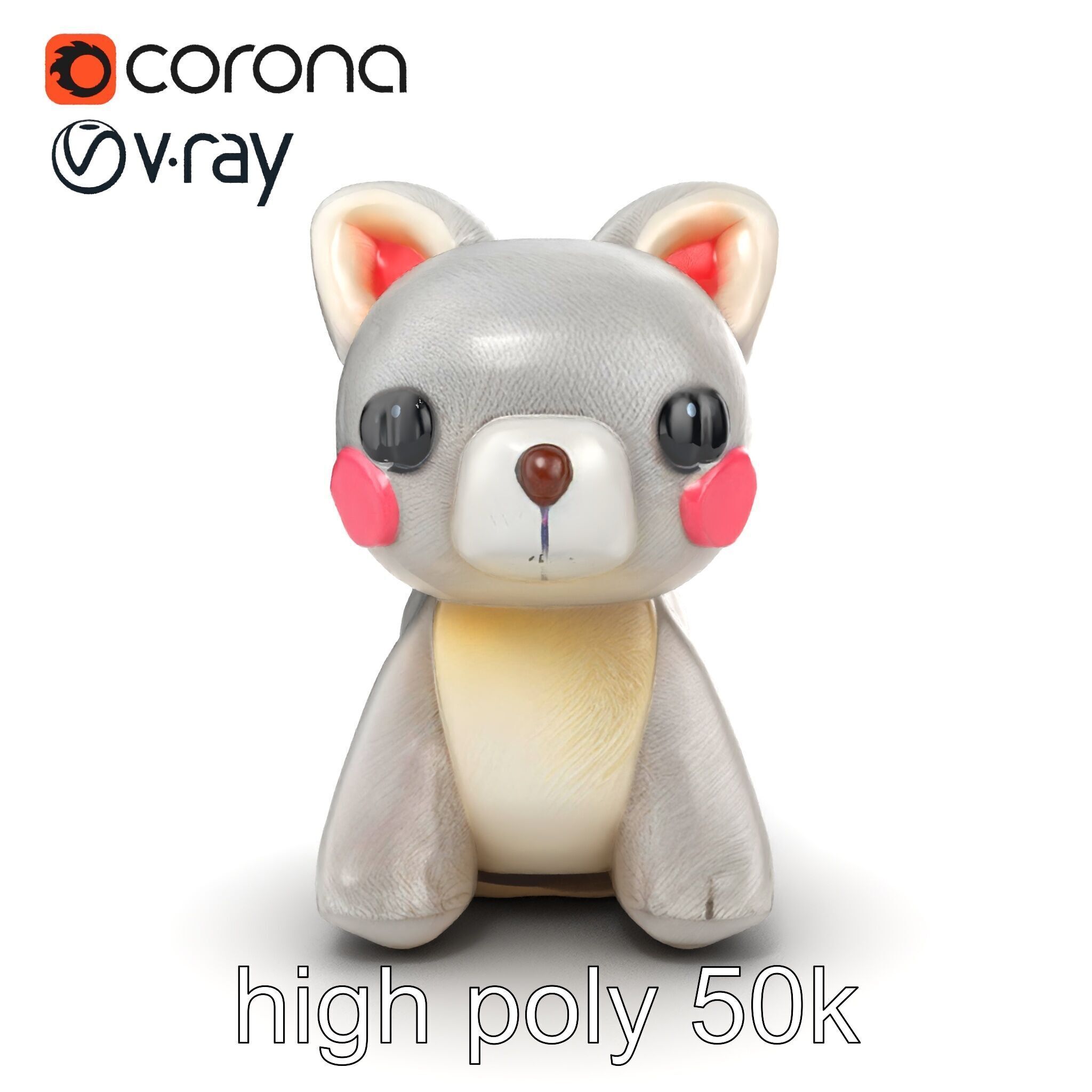 Charming Plush Toy Bunny Model Pack Low-poly 3D model_17