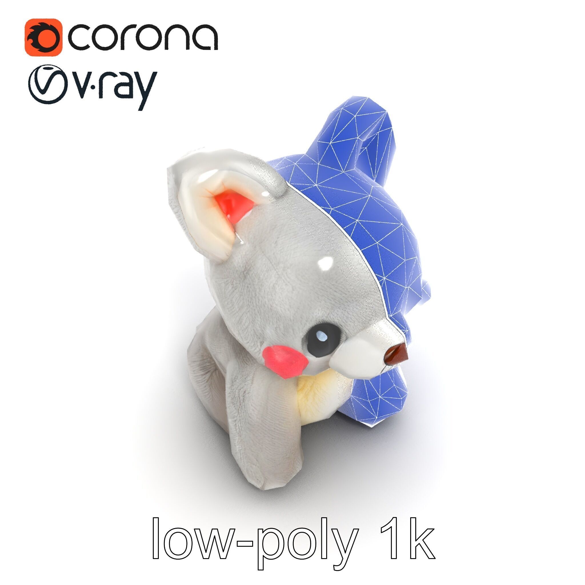 Charming Plush Toy Bunny Model Pack Low-poly 3D model_28