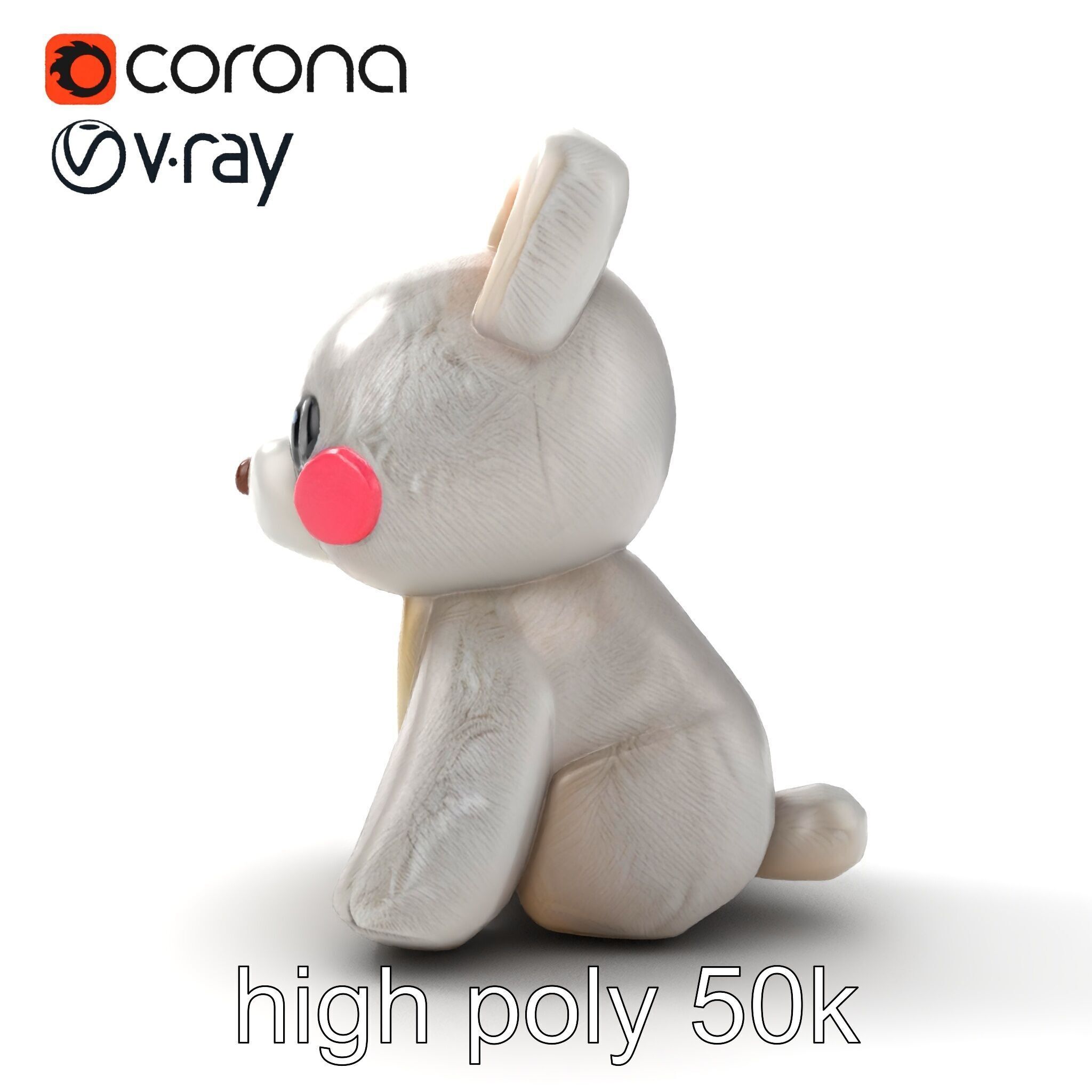Charming Plush Toy Bunny Model Pack Low-poly 3D model_31
