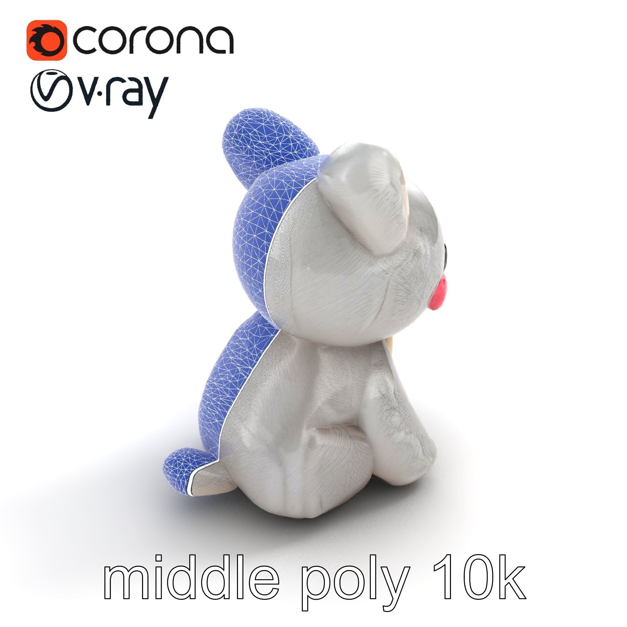 Charming Plush Toy Bunny Model Pack Low-poly 3D model_12