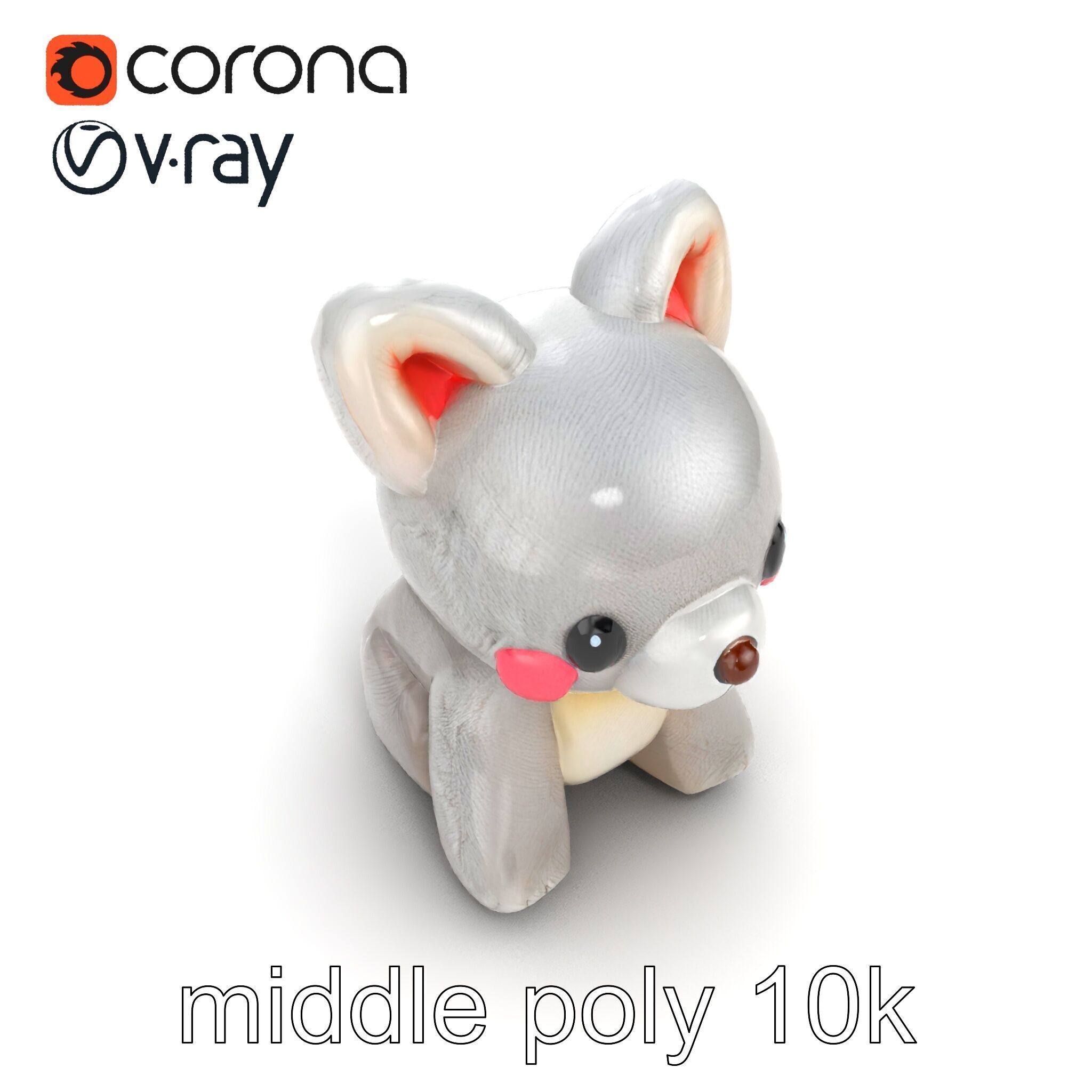 Charming Plush Toy Bunny Model Pack Low-poly 3D model_13
